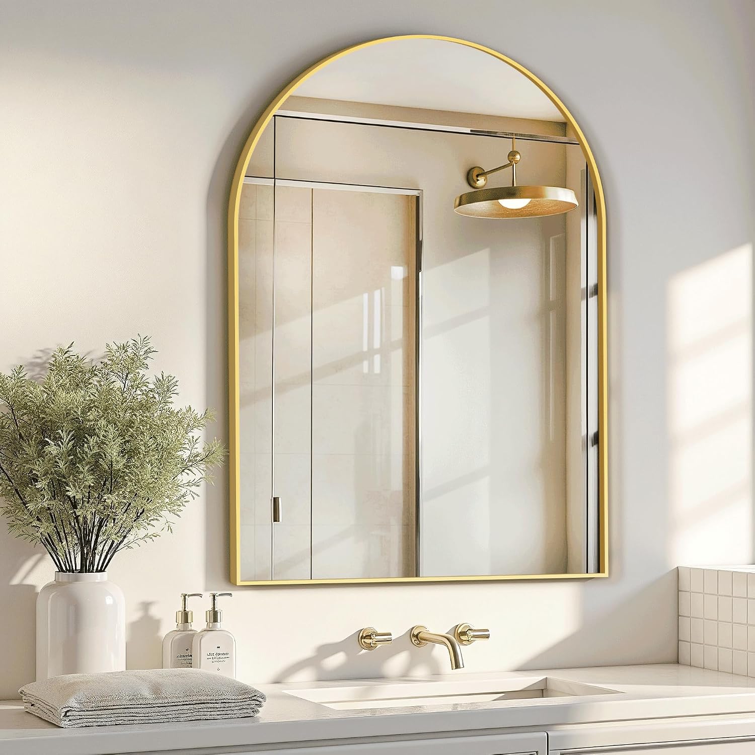 Metal Frame Vanity Mirror / Gold / 38"L x 26"W / 38 x 26