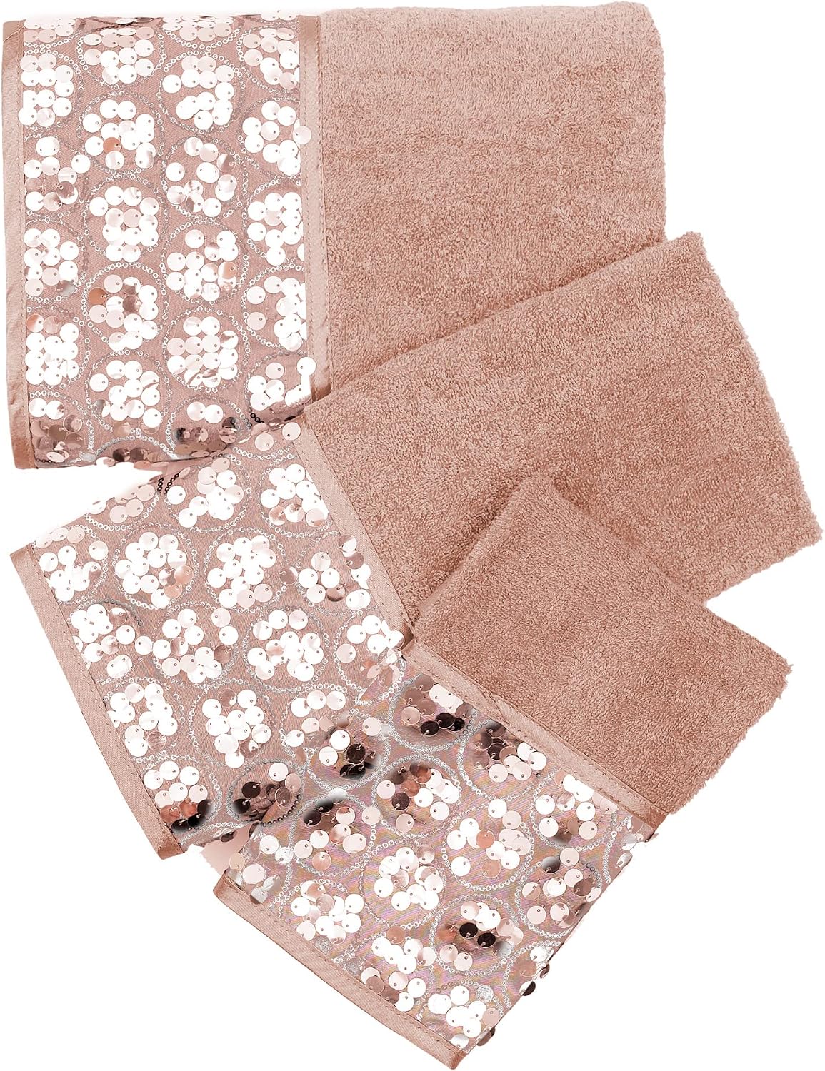 Zahari Home Sinatra Modern Bathroom Towel Set 3 Piece Towel Blush Bath Towel, Hand Towel and Wash Towel Luxury