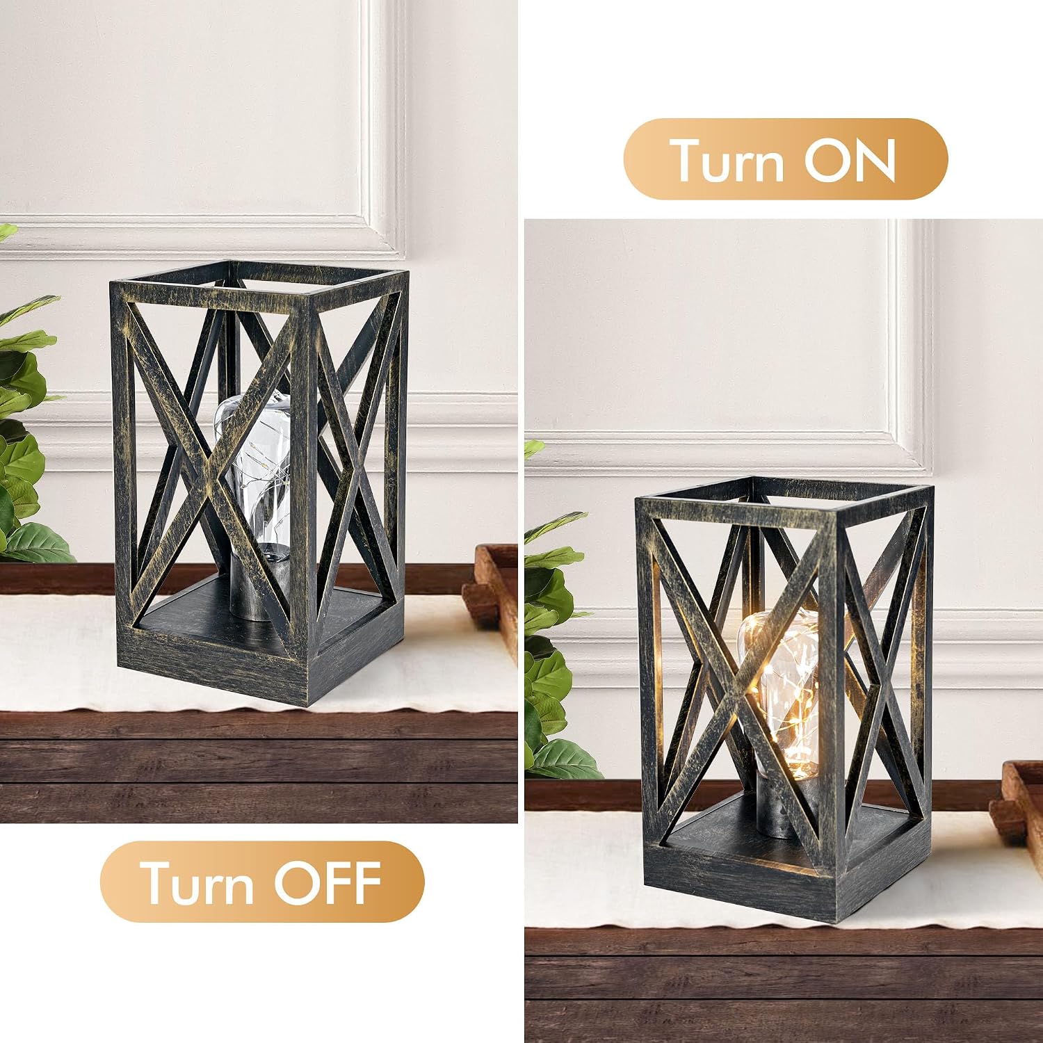 WINGBO 2 Pack Retro Battery Powered Table Lamps, Battery Operated Cordless Lamp Set, Portable Nightlight Decorative