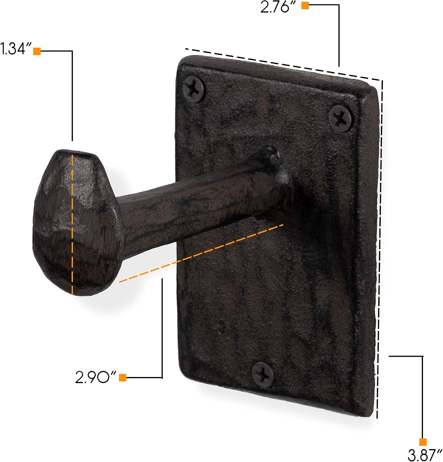 Billow Wall Mount Cast Iron Hooks Coat Towel Bag Hat Hanger Multiuse Entryway Railroad Spike / Black