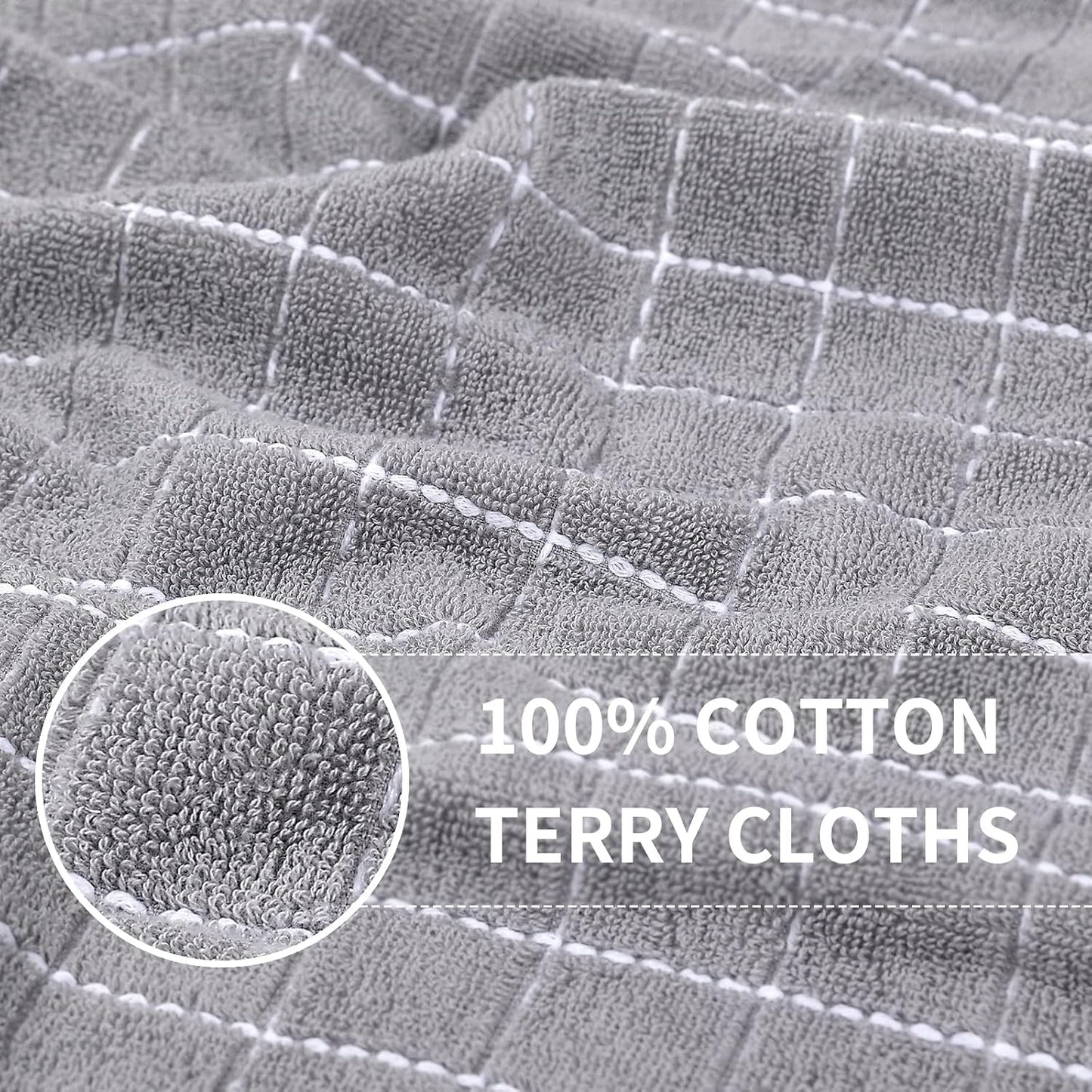 Homaxy 100% Cotton Terry Kitchen Towels, 6 Pack, Light Grey | Ultra Soft and Absorbent Dish Towels for Kitchen