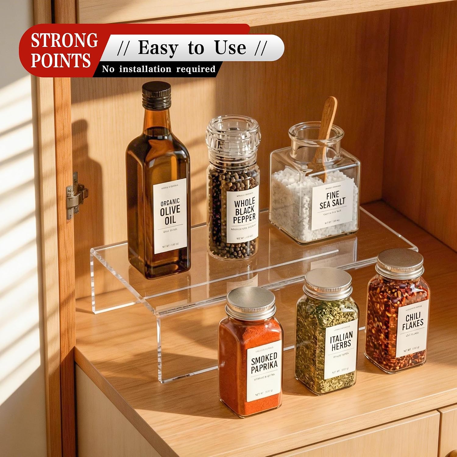 Plants / Acrylic Shelf Riser / Clear / 8 x 4.3 x 2 / Set of 2