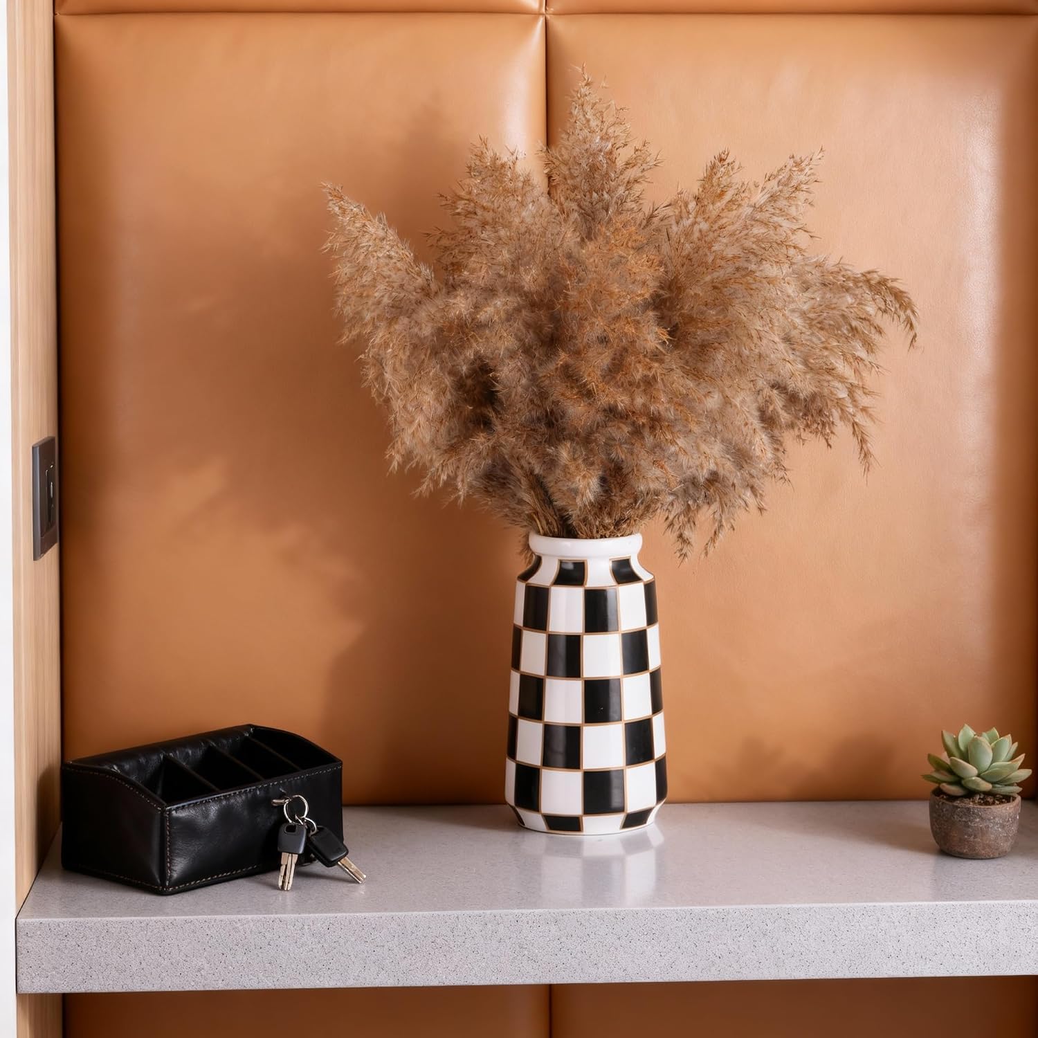 White Ceramic Vase / Black
