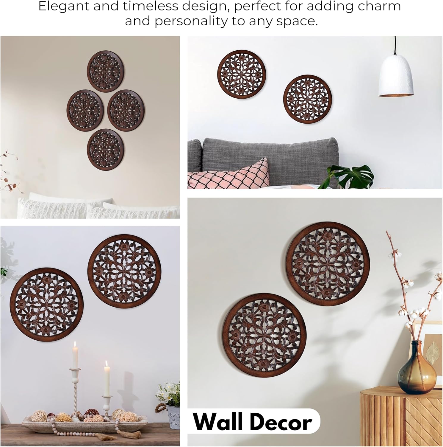 Decorative Wood Panels / Natural Burnt / 12 x 12 / Set of 2