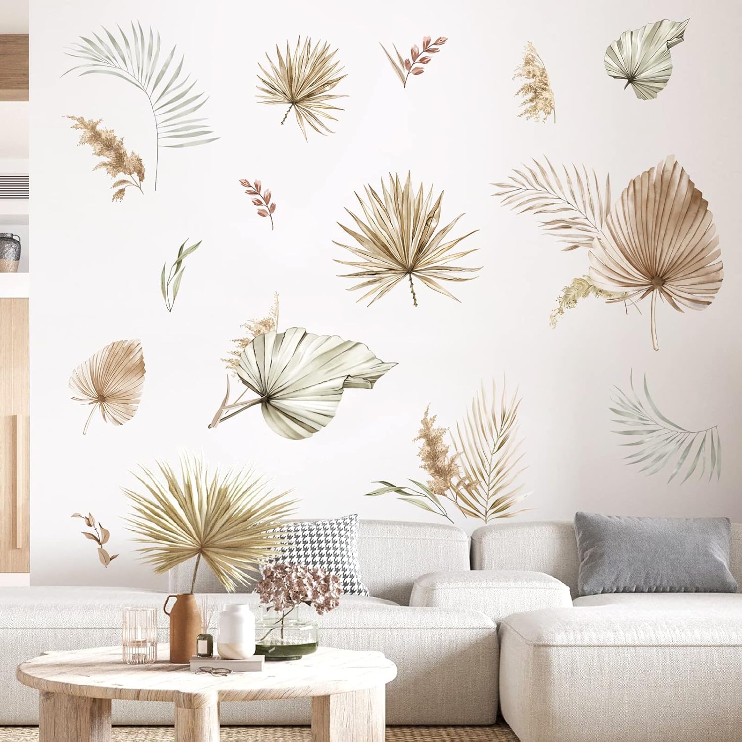 Boho Palm Leaves Wall Decals Large Leaf Plants Wall Stickers Decor Bedroom Living Room Nursery / A