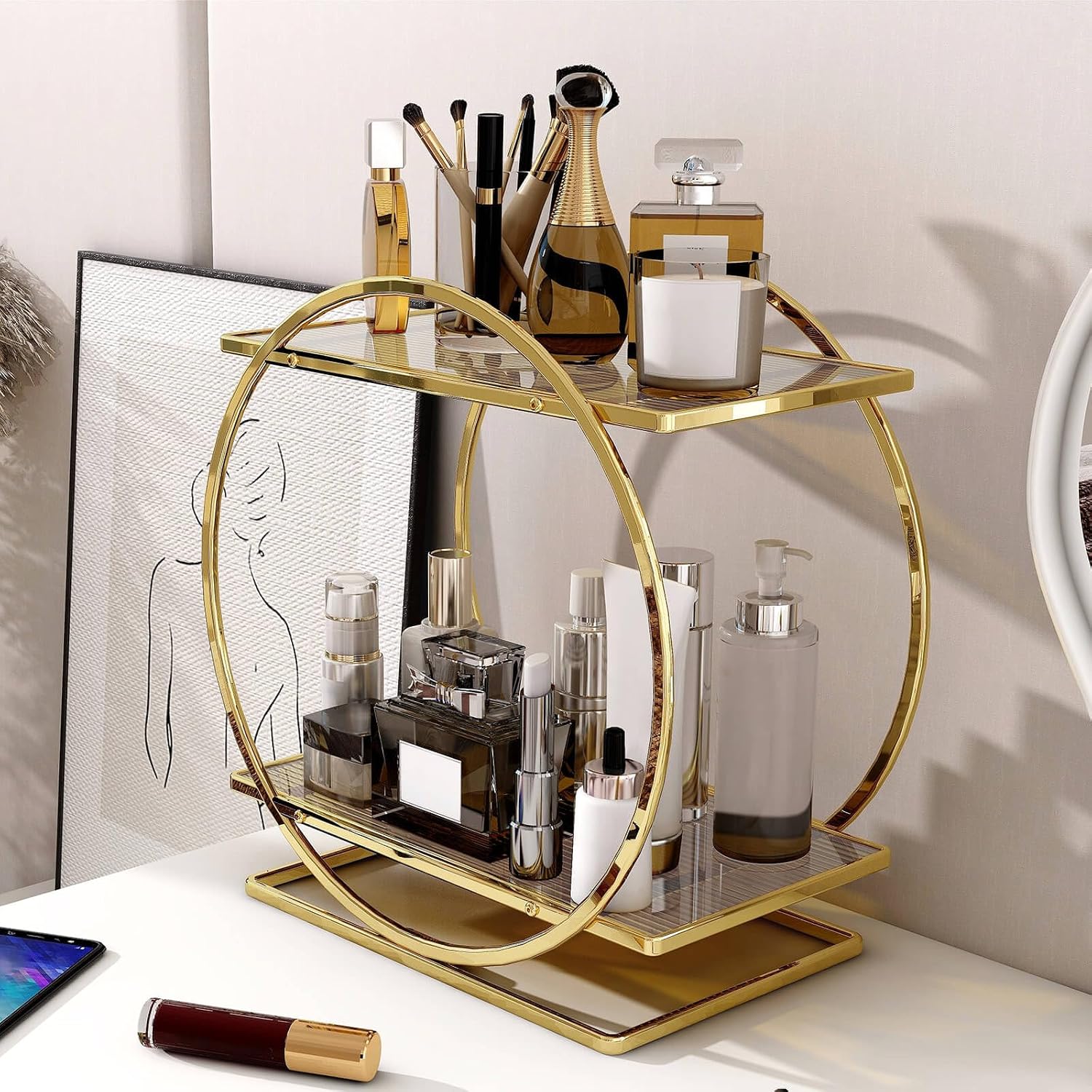 Makeup Organizer for Vanity / Gold