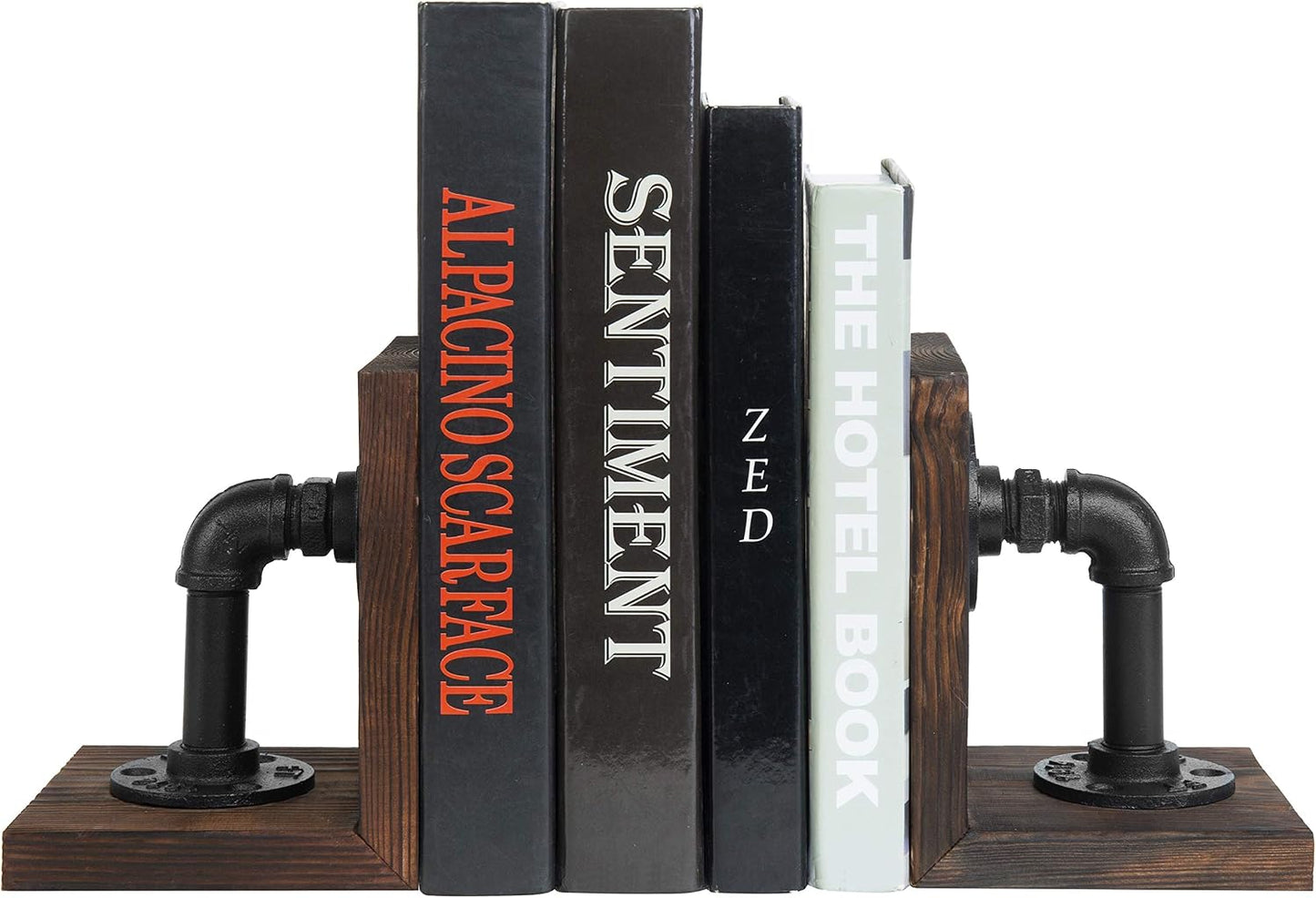 Wood Book / Metal Bookends for Heavy Books / Dark Brown
