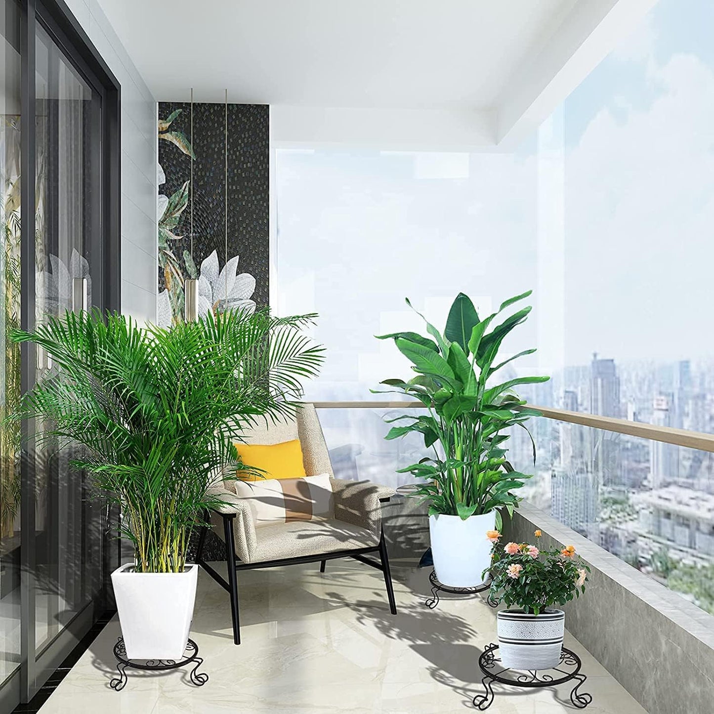 Kylinbigda Metal Plant Stand Indoor/Outdoor, Low Corner Plant Stand, Decoration Small Plant Holders for Home, Anti-Rust