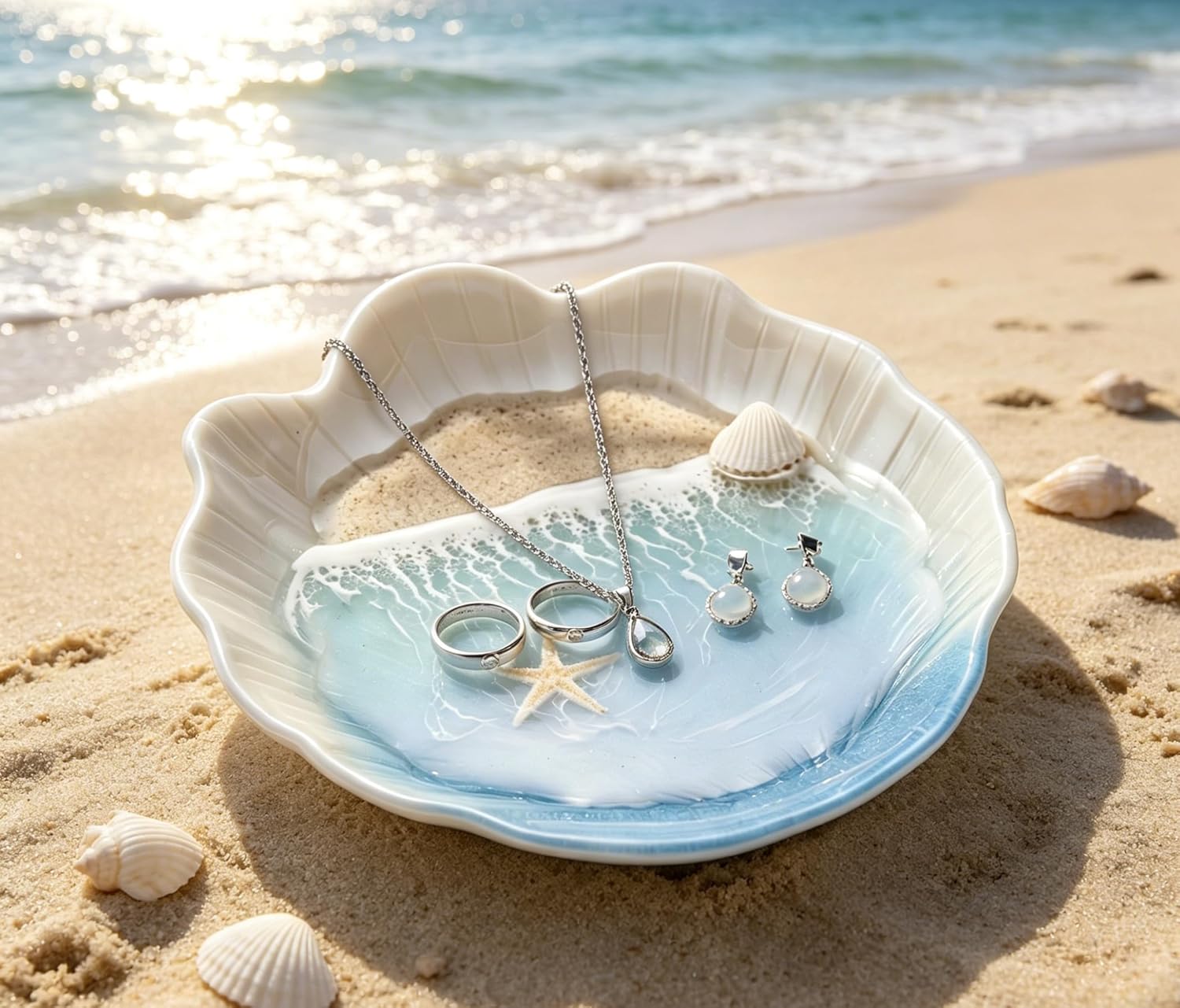 Ocean Inspired Jewelry Holder for Rings & Earrings