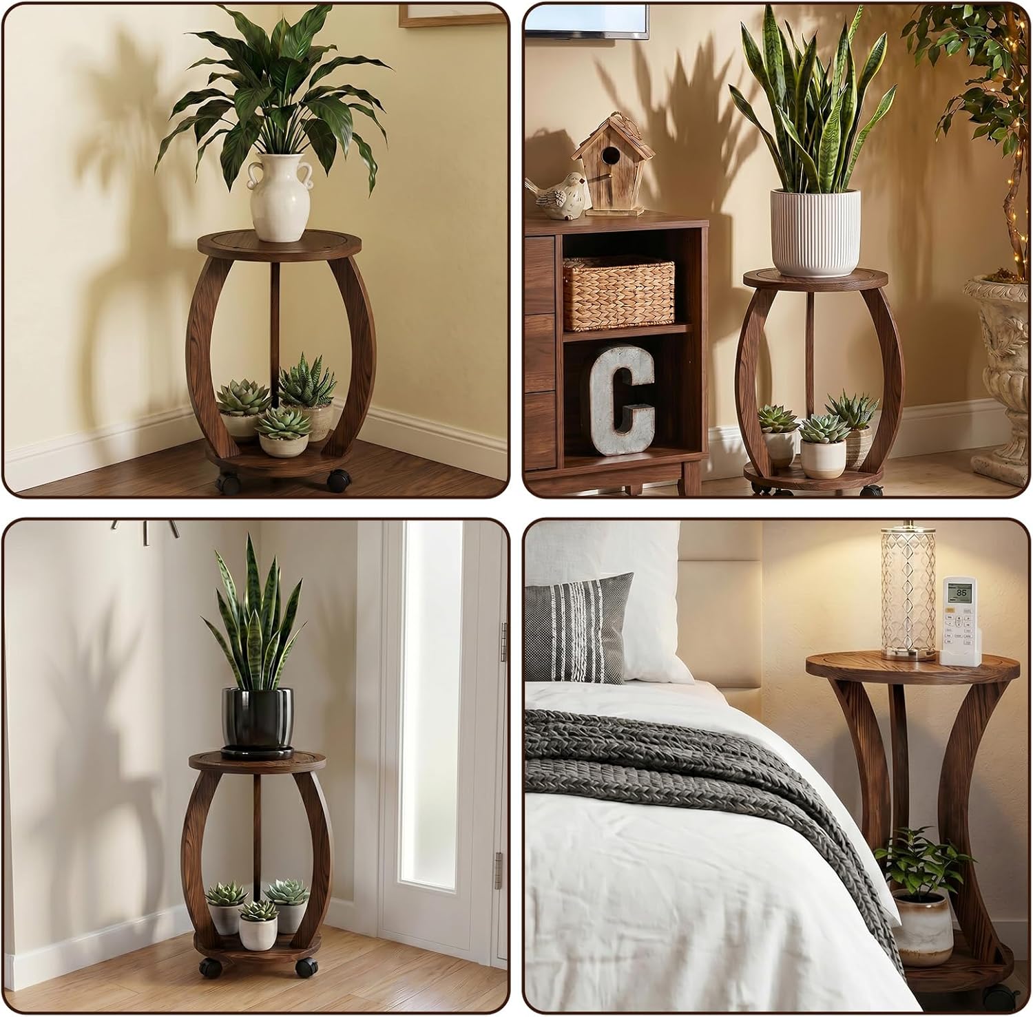 Mid-Century Modern Rustic Plant / Dark Brown / 12 Inch