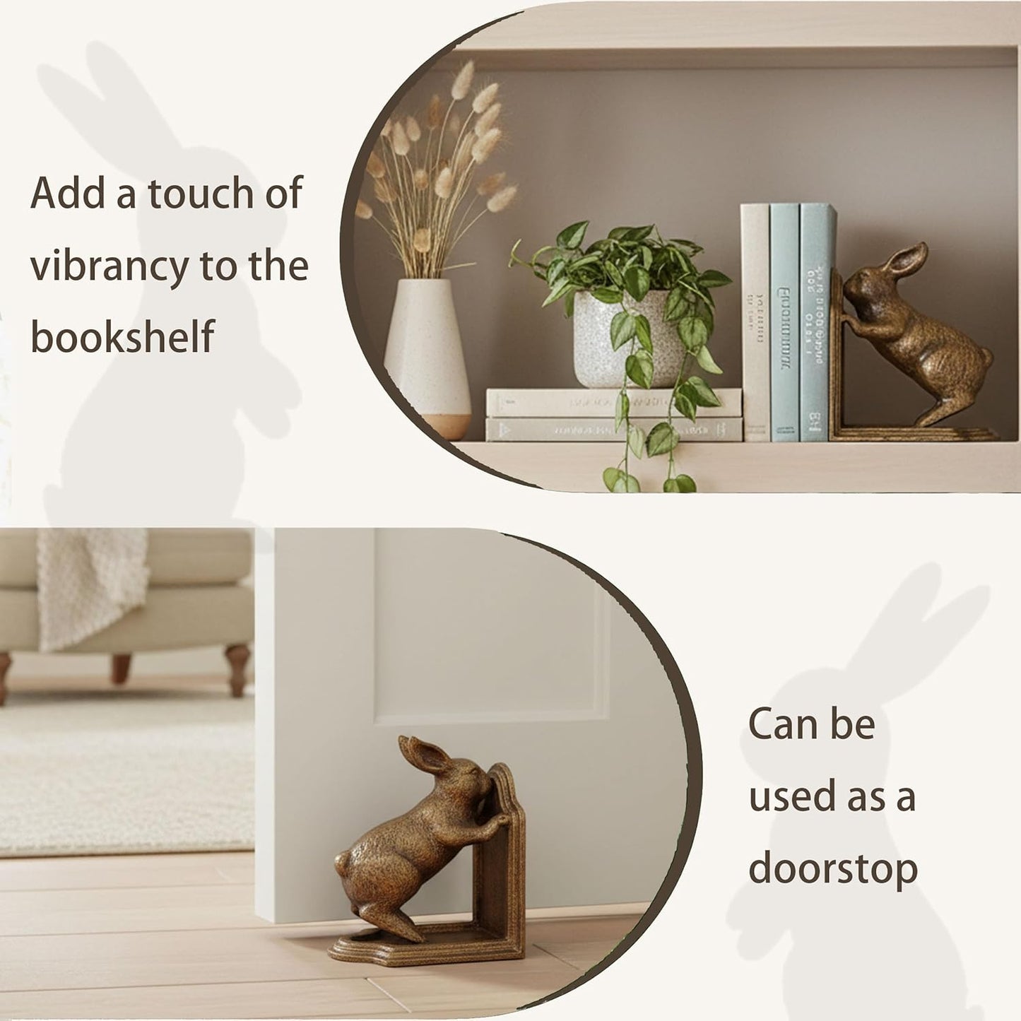 Unique bookends for Heavy / Antique Gold Bunny