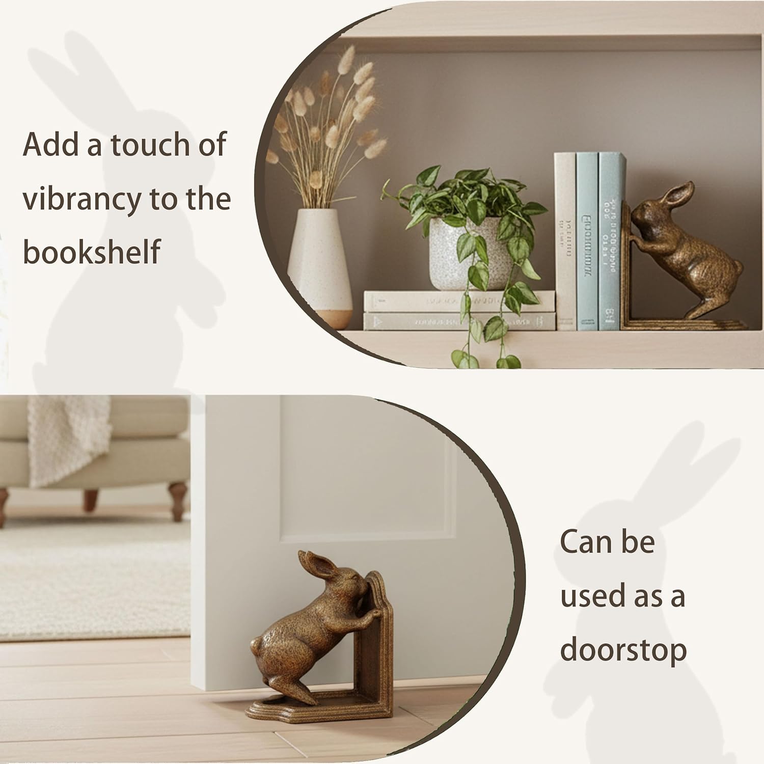Unique bookends for Heavy / Antique Gold Bunny