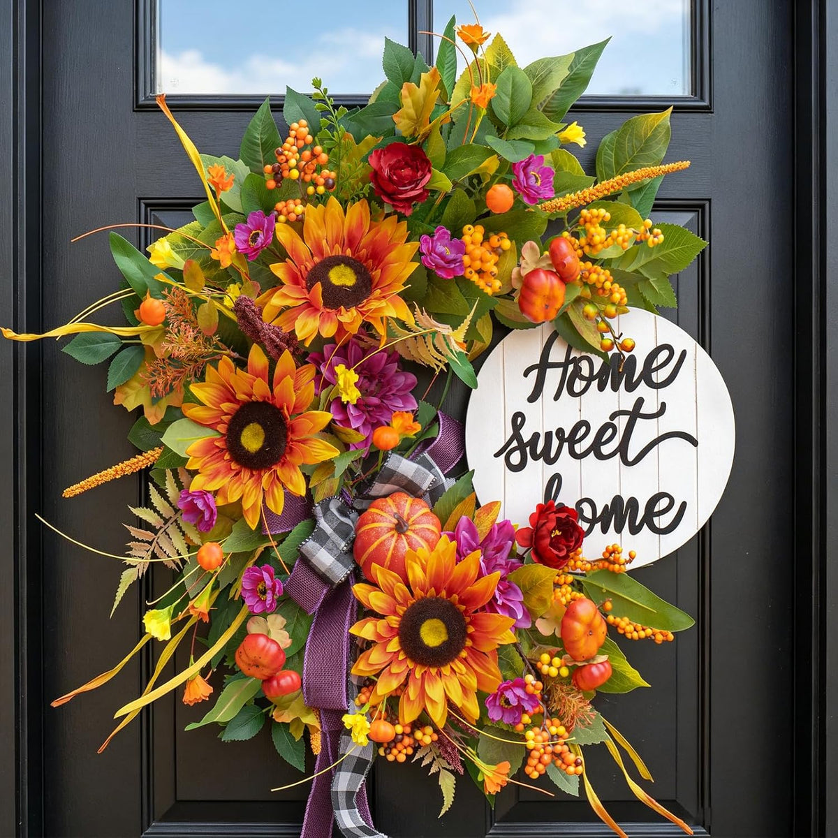 Waipfaru 24 Inch Halloween Wreath for Front Door, Halloween Door Wreath