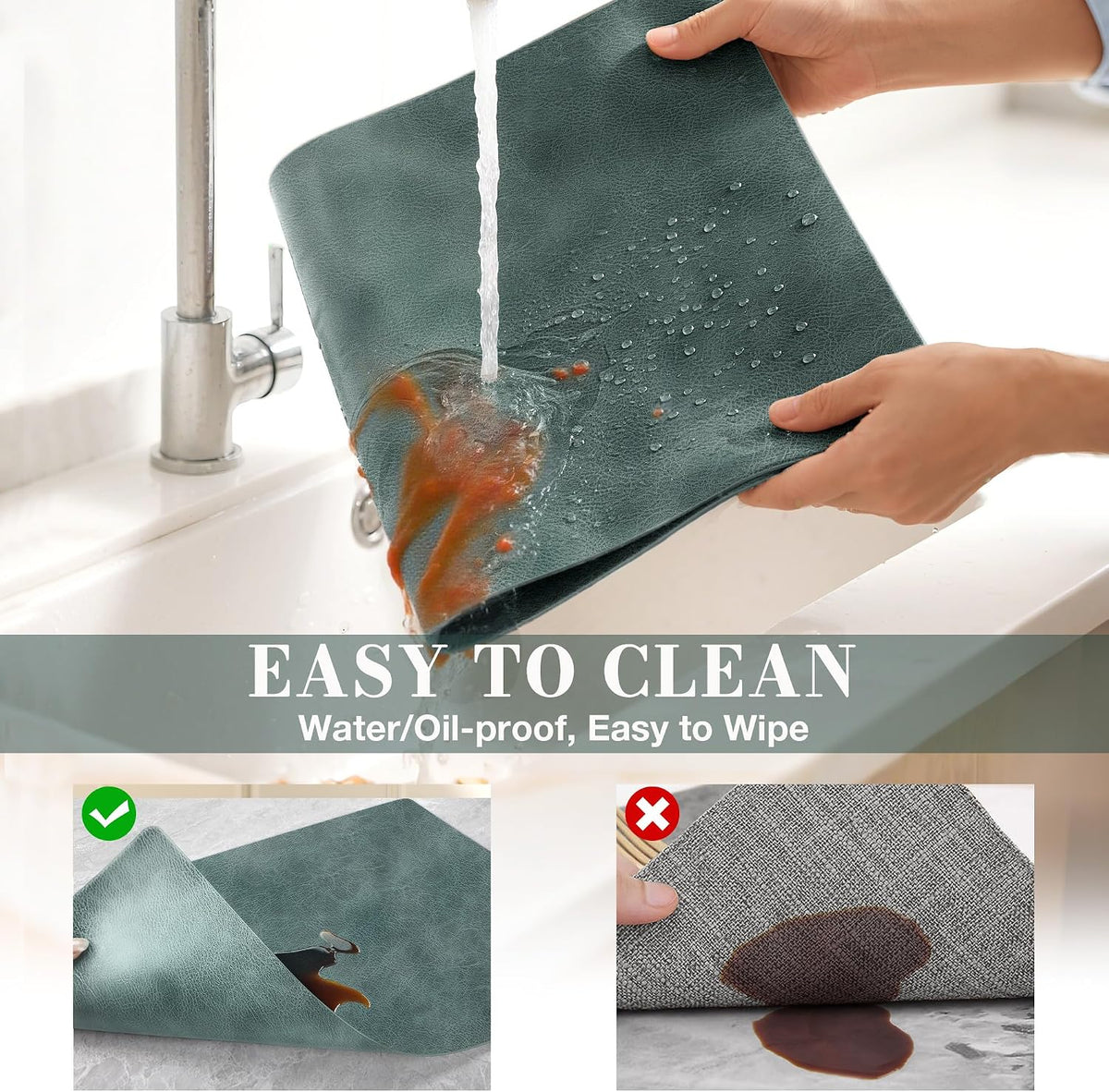Roxifina Faux Leather Placemats Set of 8 - Vinyl Placemats Wipeable Waterproof Oil-Proof PU Place Mats Heat Resistant
