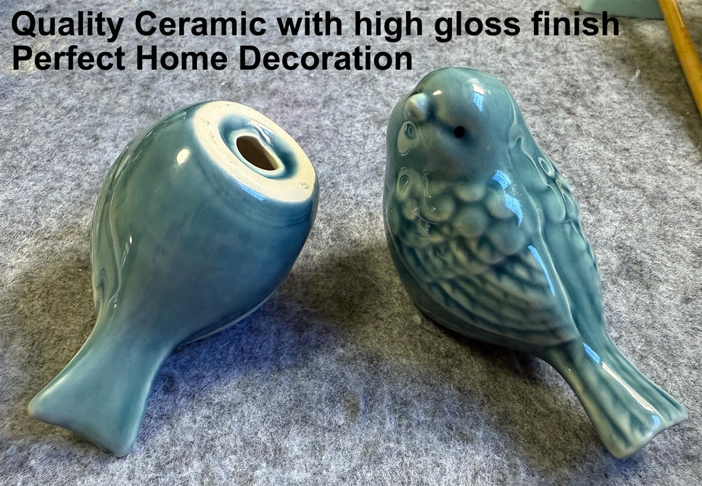 Ceramic Bird Figurines / Blue / Set of 2
