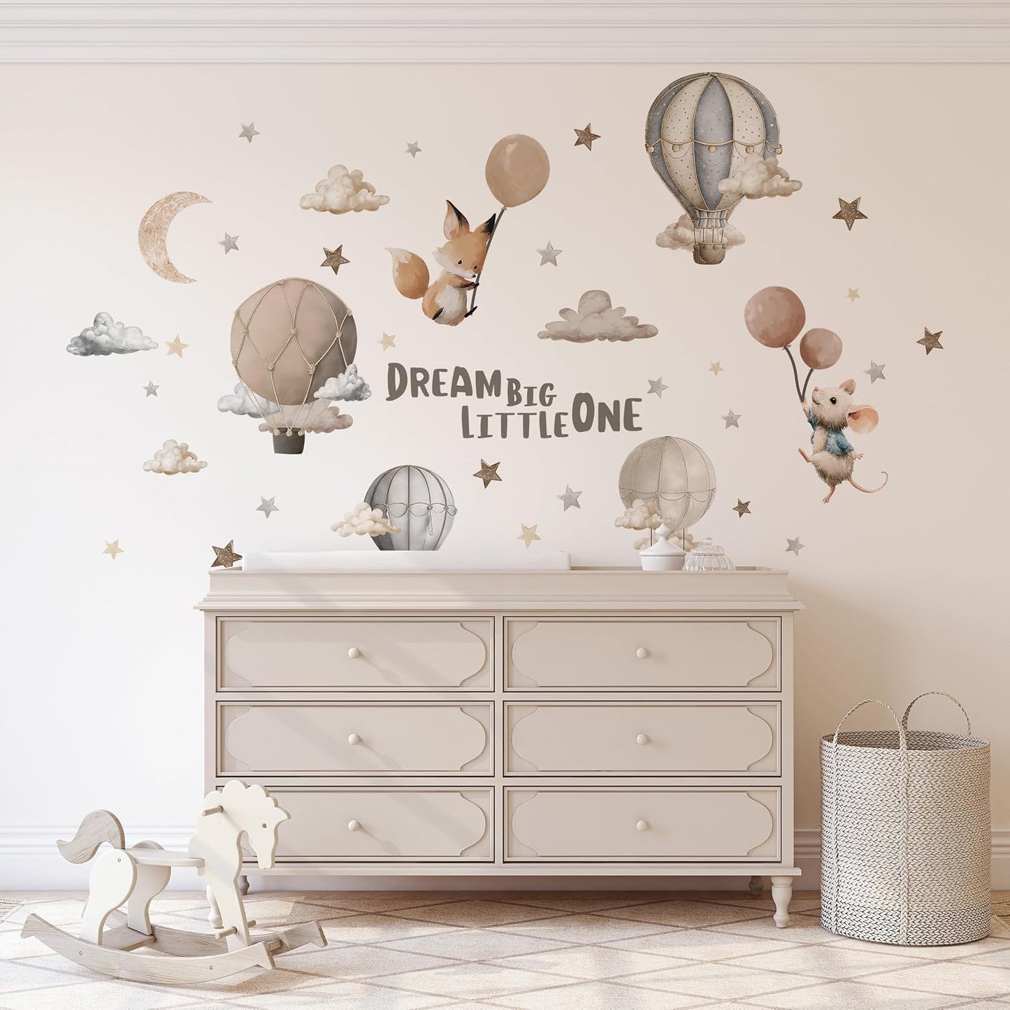 Dreamy Hot Air Balloon and Star Wall Decals / Dream Big Little One