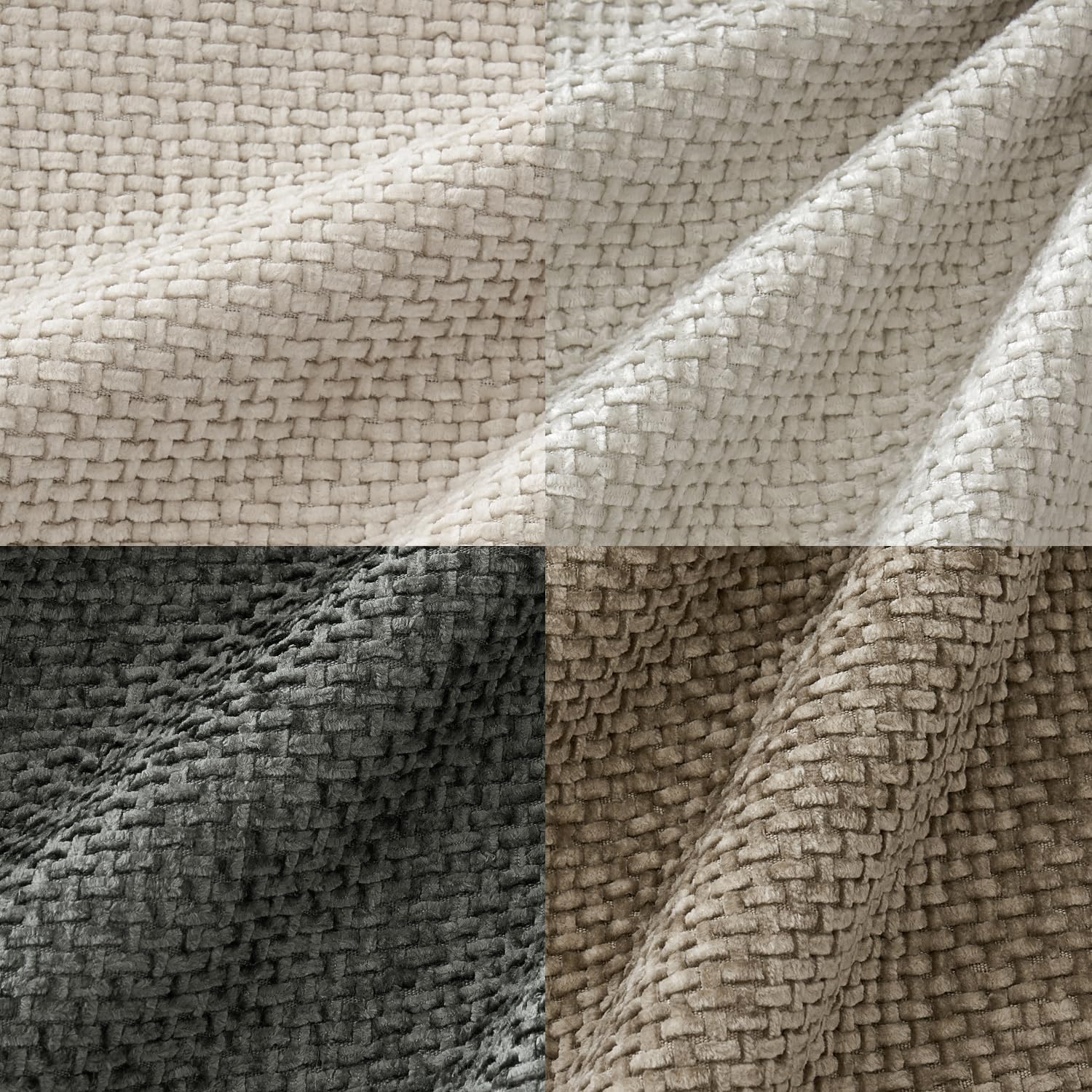 Couch Throw Pillow Covers Soft Decorative Chenille Pillow Covers / 18 x 18 / Neutral / Set of 4
