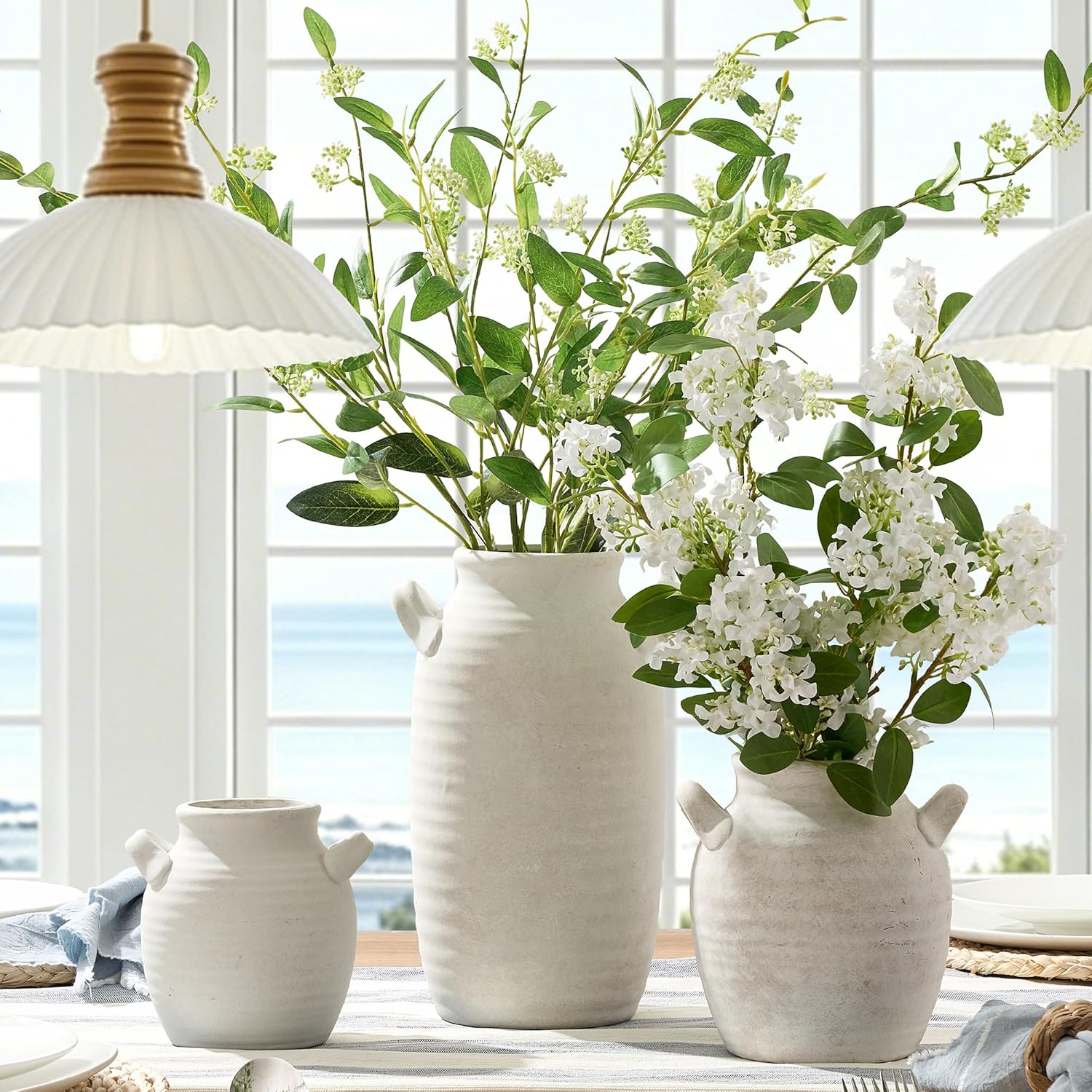 Tall Ceramic Farmhouse Table Vases / 12" Rustic