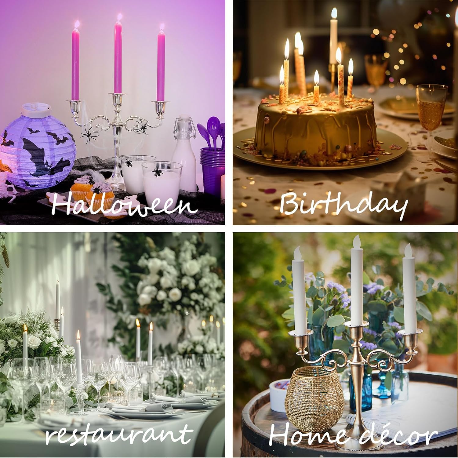3-Arm Metal Candelabra Candle Holder Table Centerpiece, Black | Classic 3-Arm Metal Candelabra, Glossy Black Finish.