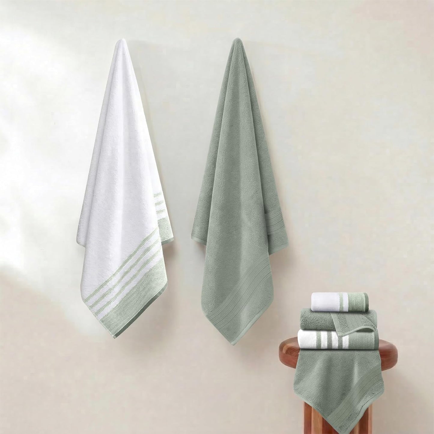 Modern Threads 6 Piece Bath Towel Set – Bathroom Towel Set with 2 Bath Towels, 2 Hand Towels & 2 Washcloths – 100%