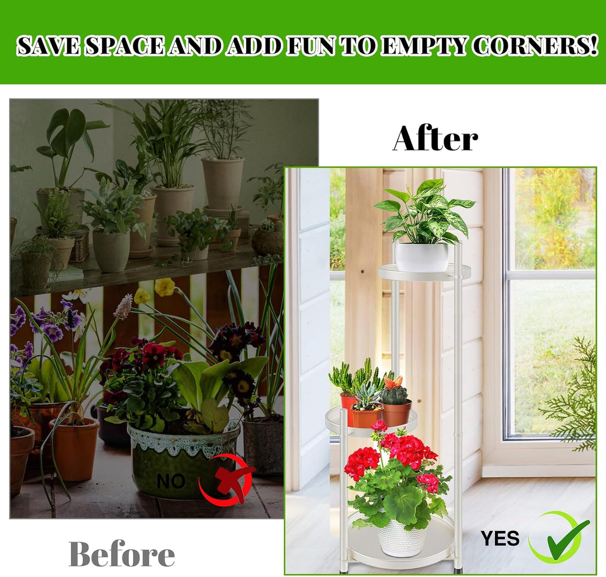 Plant Stand Indoor Tall, Black Corner Tiered Round Plant Stand for Indoor Multiple Plants, Metal Flower Pot Stands