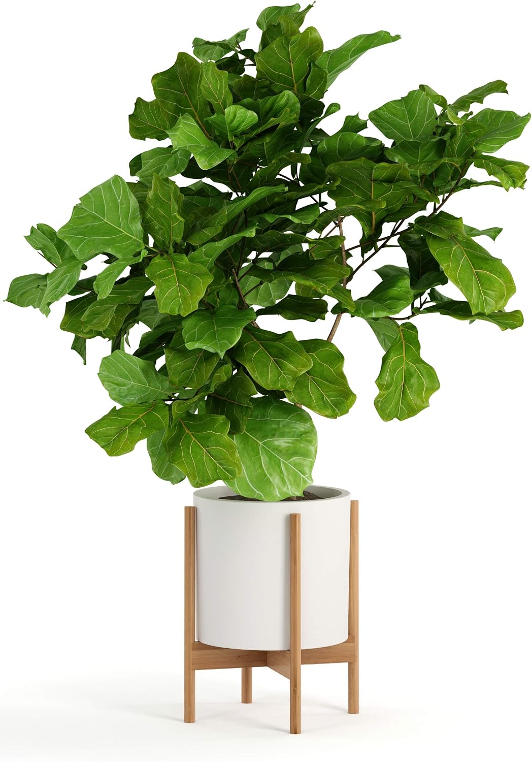 Fox & Fern Mid Century Plant Stands for Indoor Planters, Bamboo, 11.8 Inch | Plug In Design, Holds 200 lbs, Two High
