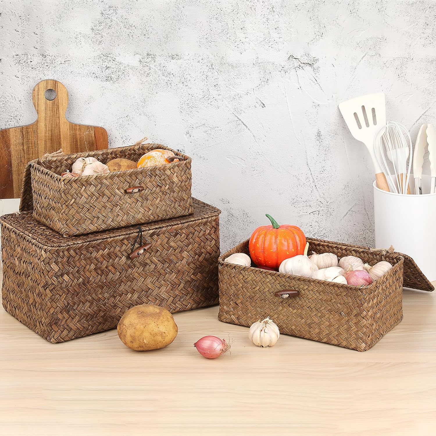 Wicker Basket / Wicker Storage Basket / Coffee / Small