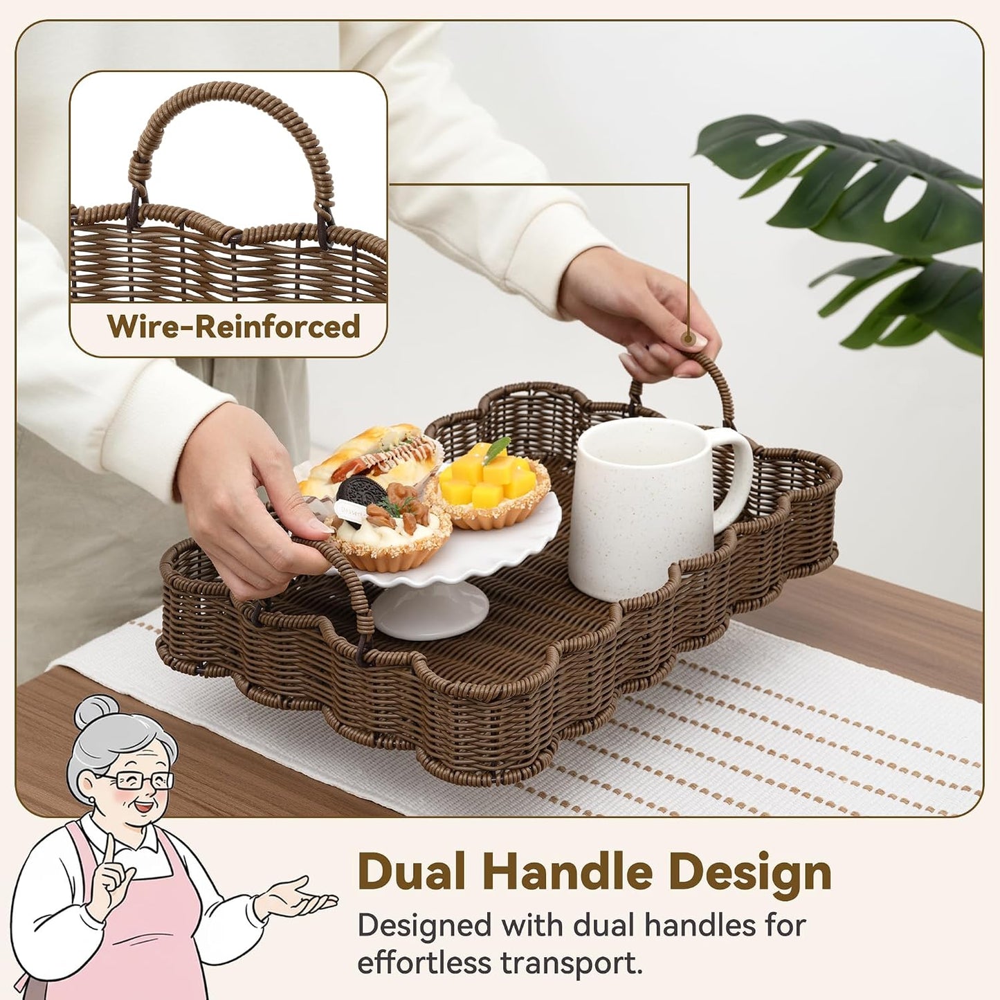 Woven Rattan Tray / Brown