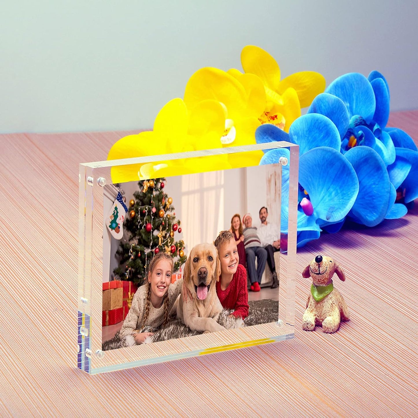 NIUBEE 4x4 Acrylic Frames 5 Pack, Double Sided Clear Picture Display