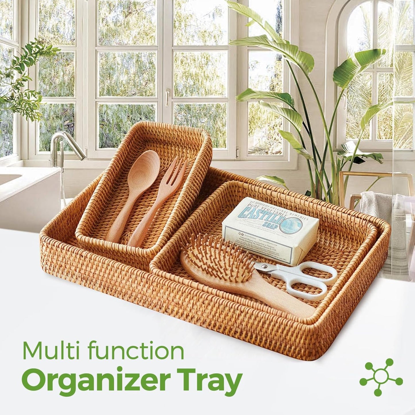 Rattan Serving Tray / Natural / Set of 3