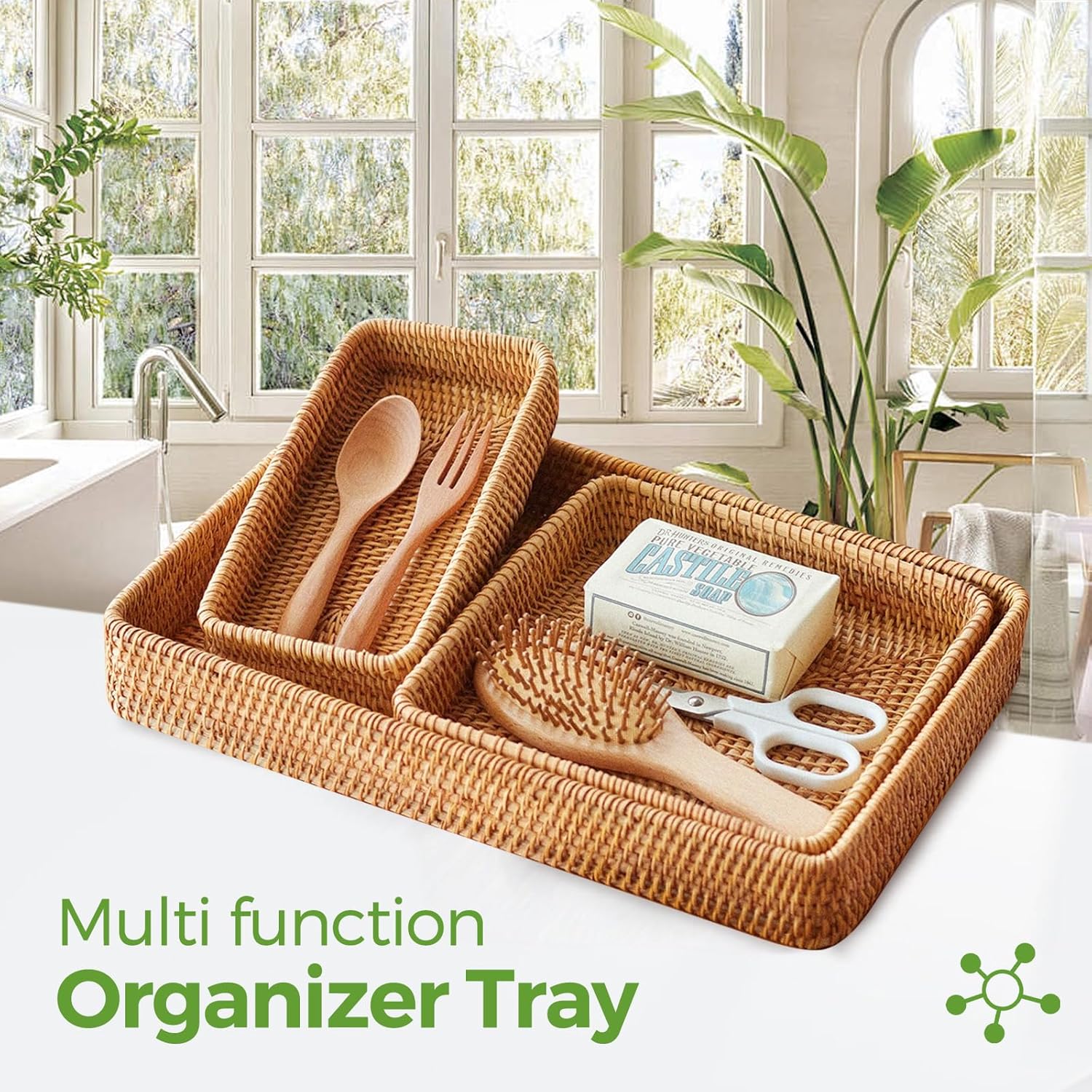 Rattan Serving Tray / Natural / Set of 3