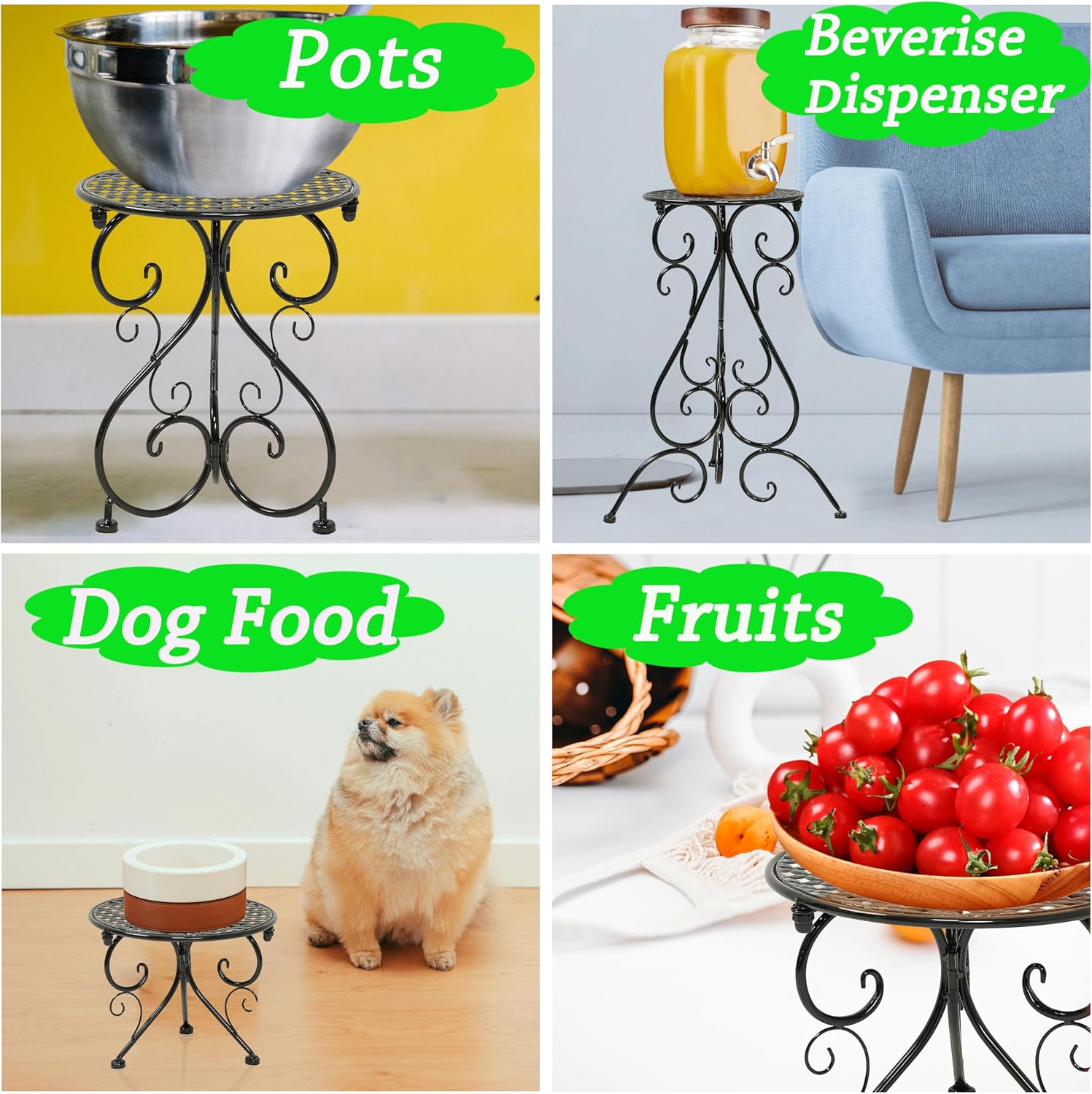 NAKUPE 4-Pack Metal Plant Stand for Indoor Outdoor, Heavy Duty Flower Pot Stands for Multiple Plants, Rustproof Iron