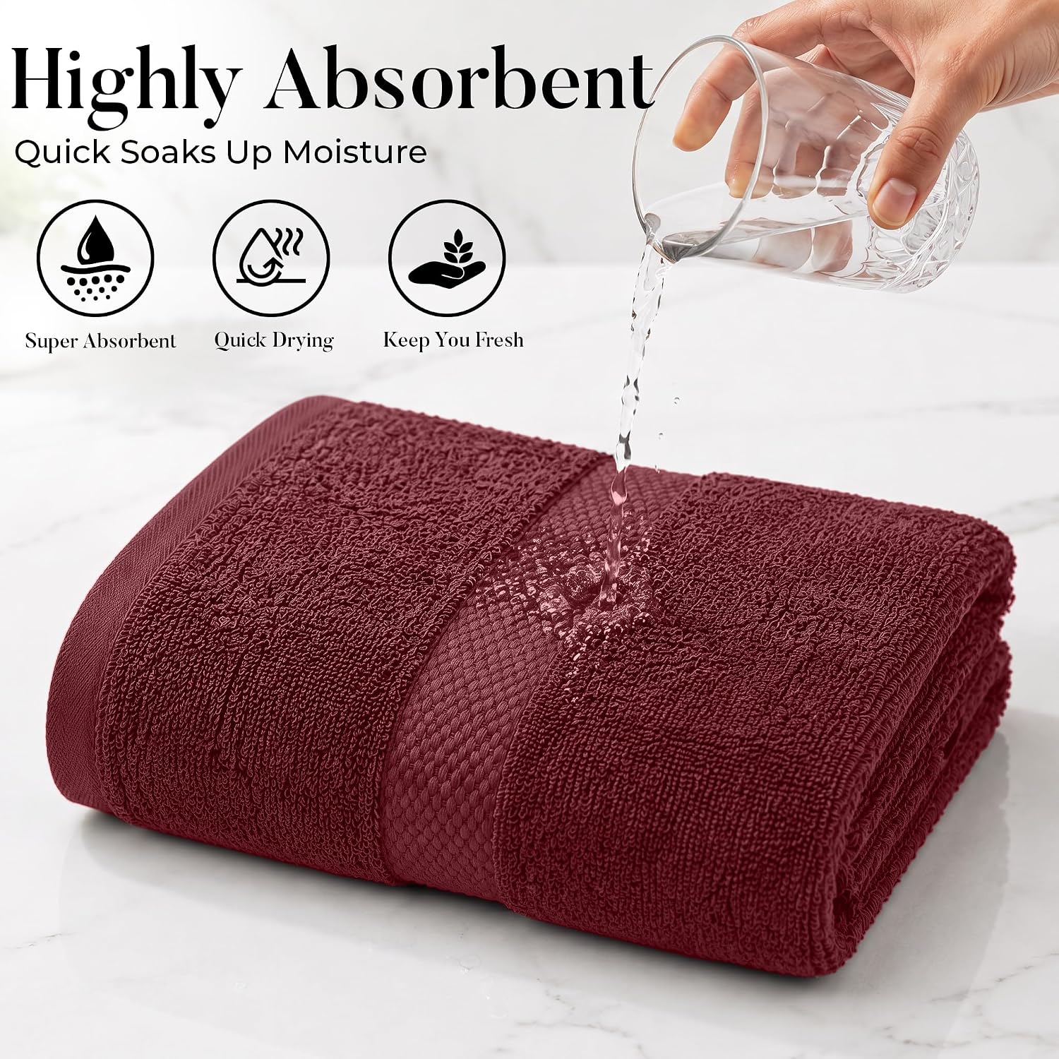 DAN RIVER 600 GSM Cotton Large Bath Towels Set of 4, 27 x 54 Inches | Larger & Lighter Weight Towels for Bathroom