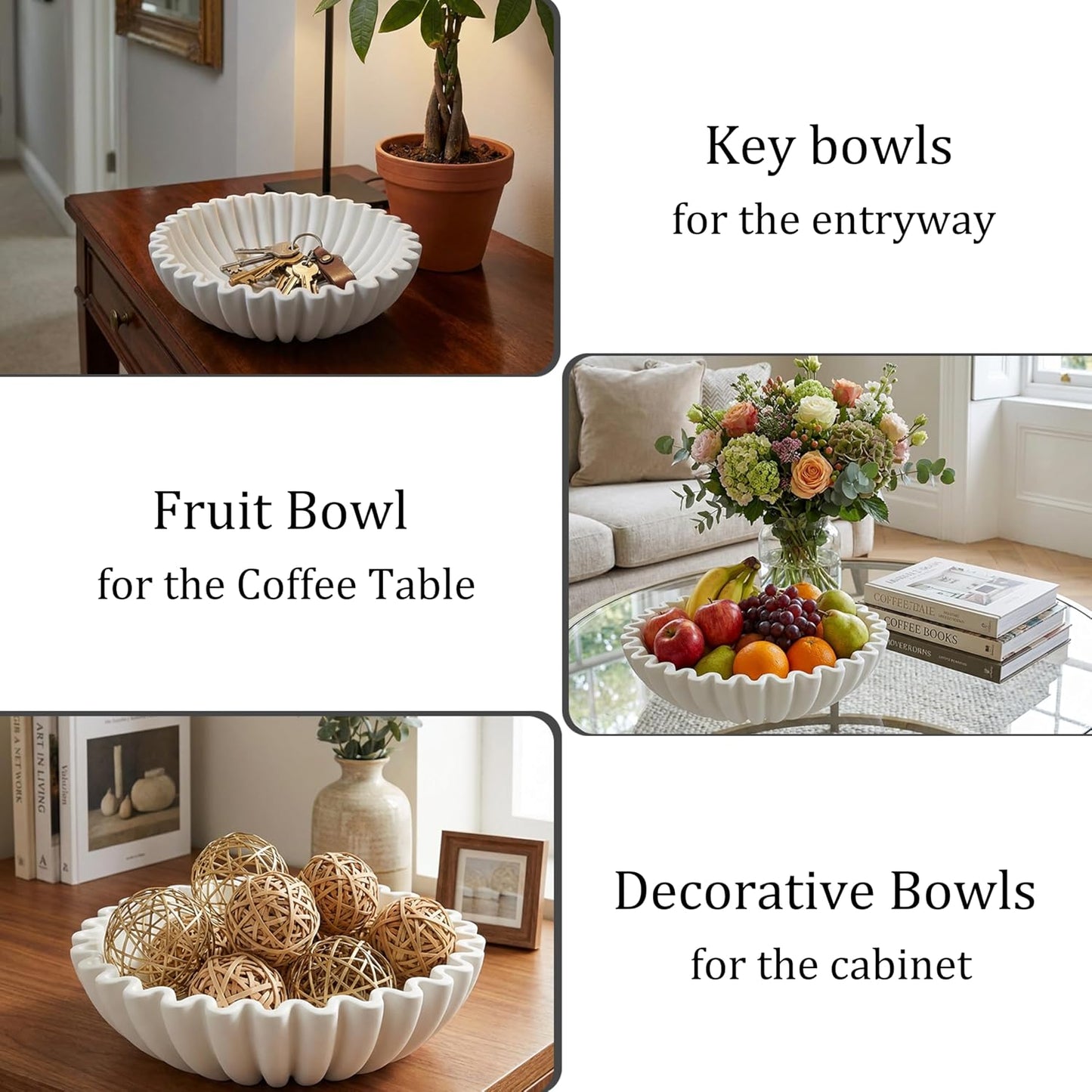 Scalloped Key Bowl / White / 7.9''x 3