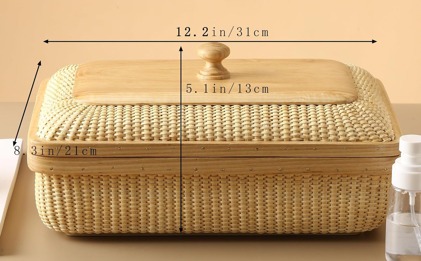 Lid Handmade Nantucket basket Cane staves finely-woven / Ash Height5.1in