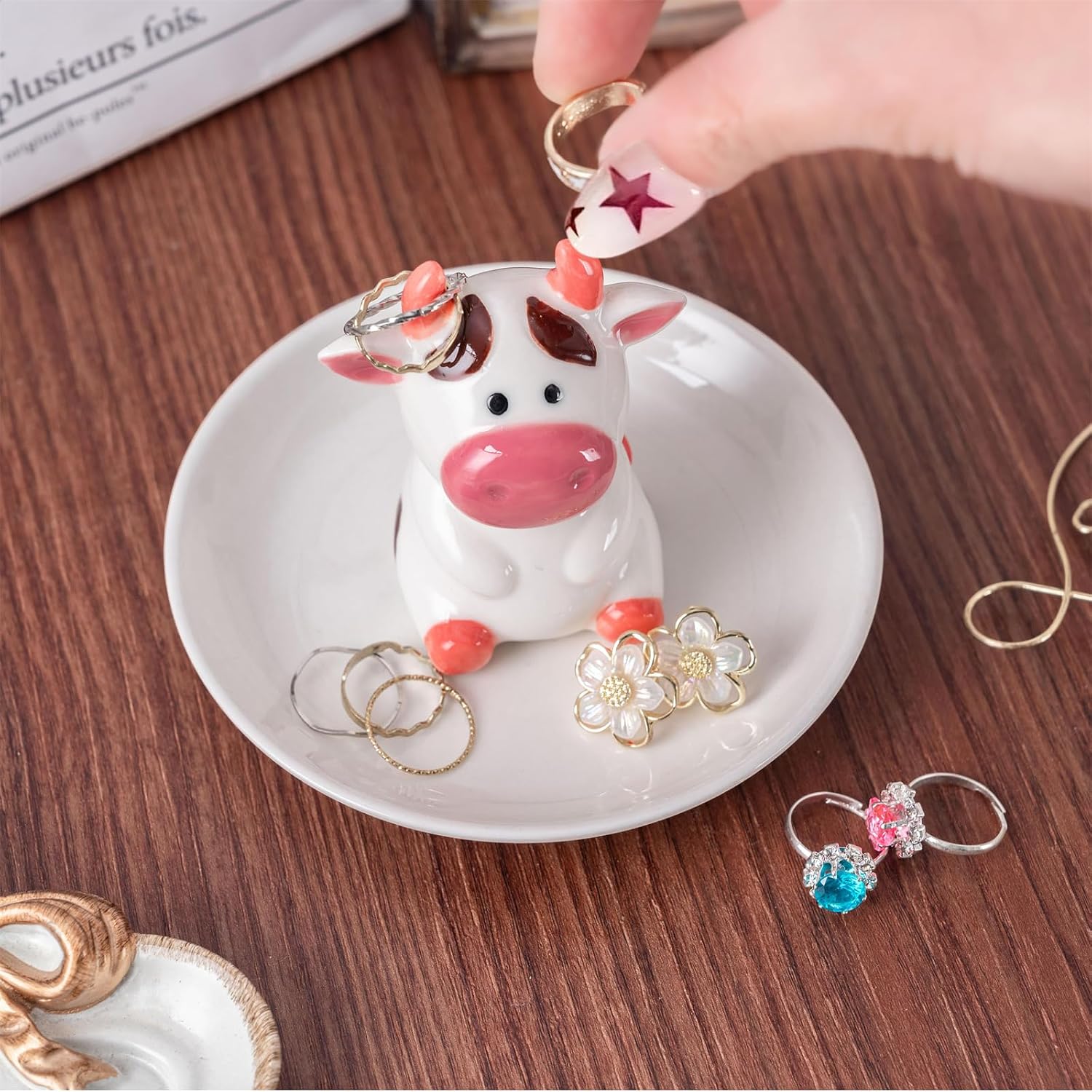 Ring Holder Jewelry Dish / Cow