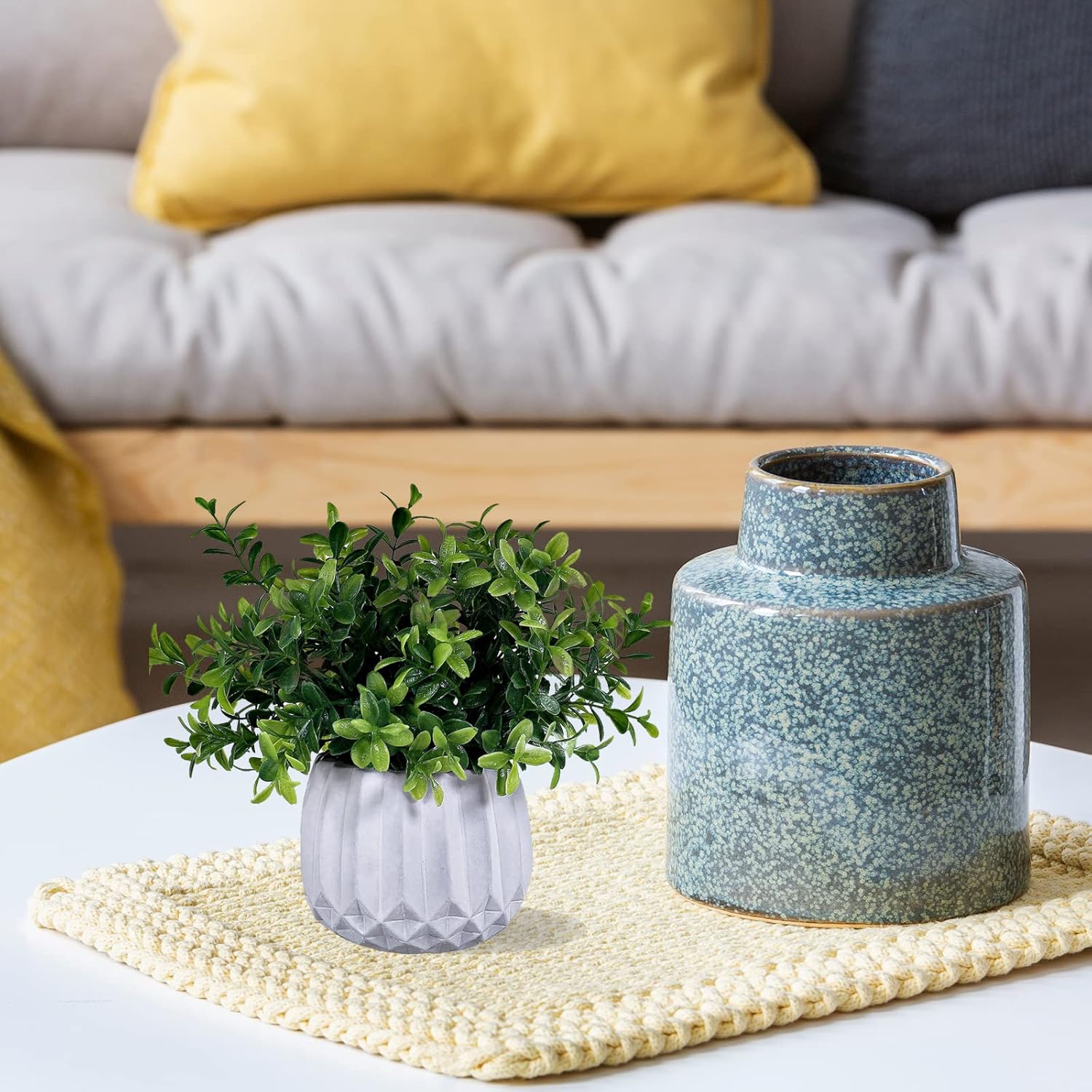 Faux Potted Plants Set / White / Set of 3
