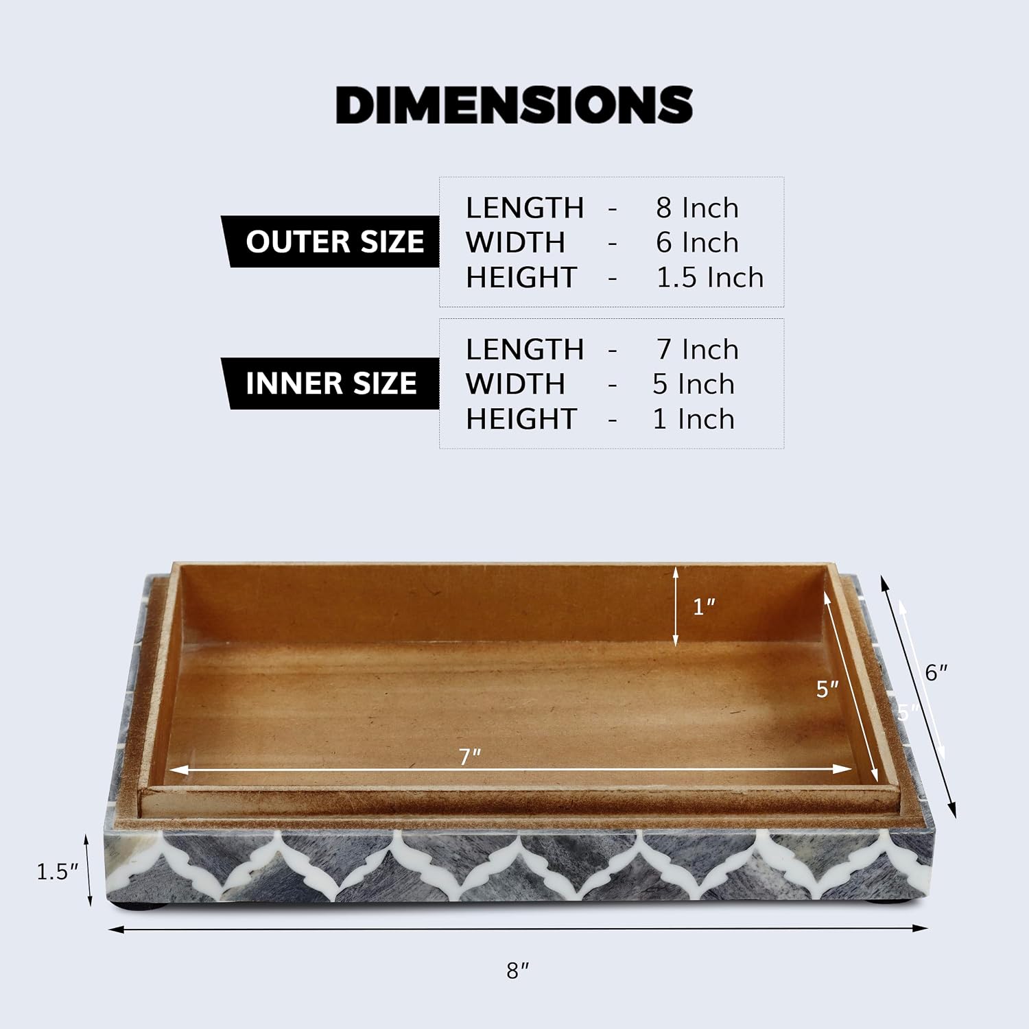 Moroccan Photo Storage Box Organizer / MUMTAZ-GREY / 6 x 8 x 1.5
