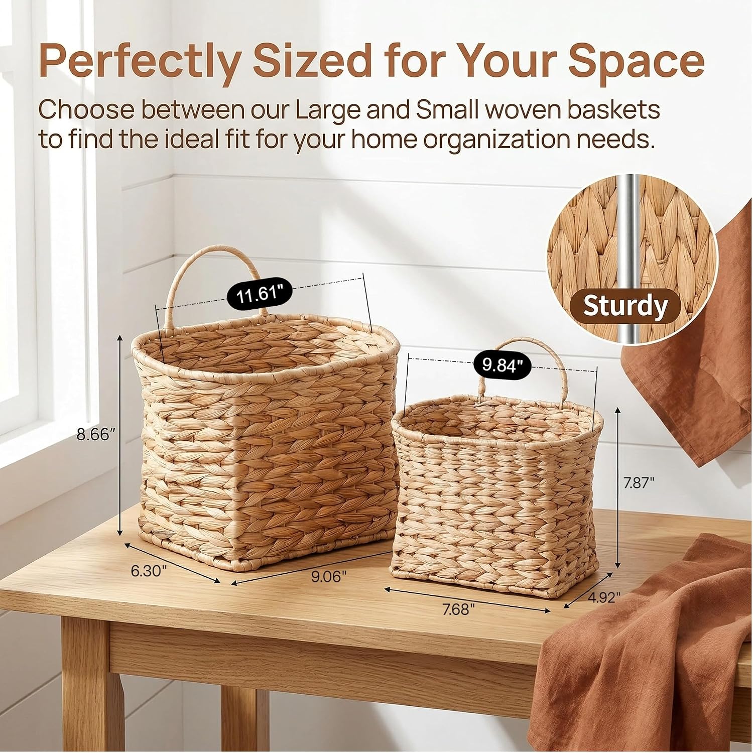 Woven Hanging Basket / 9.06 x 6.30 x 8.66 / Set of 2