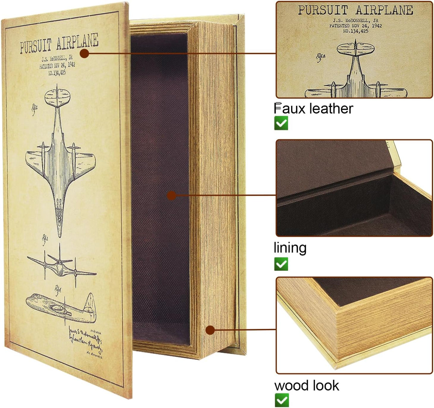 Faux Wood cover Storage for Hidden Jewelry / Aeroplane