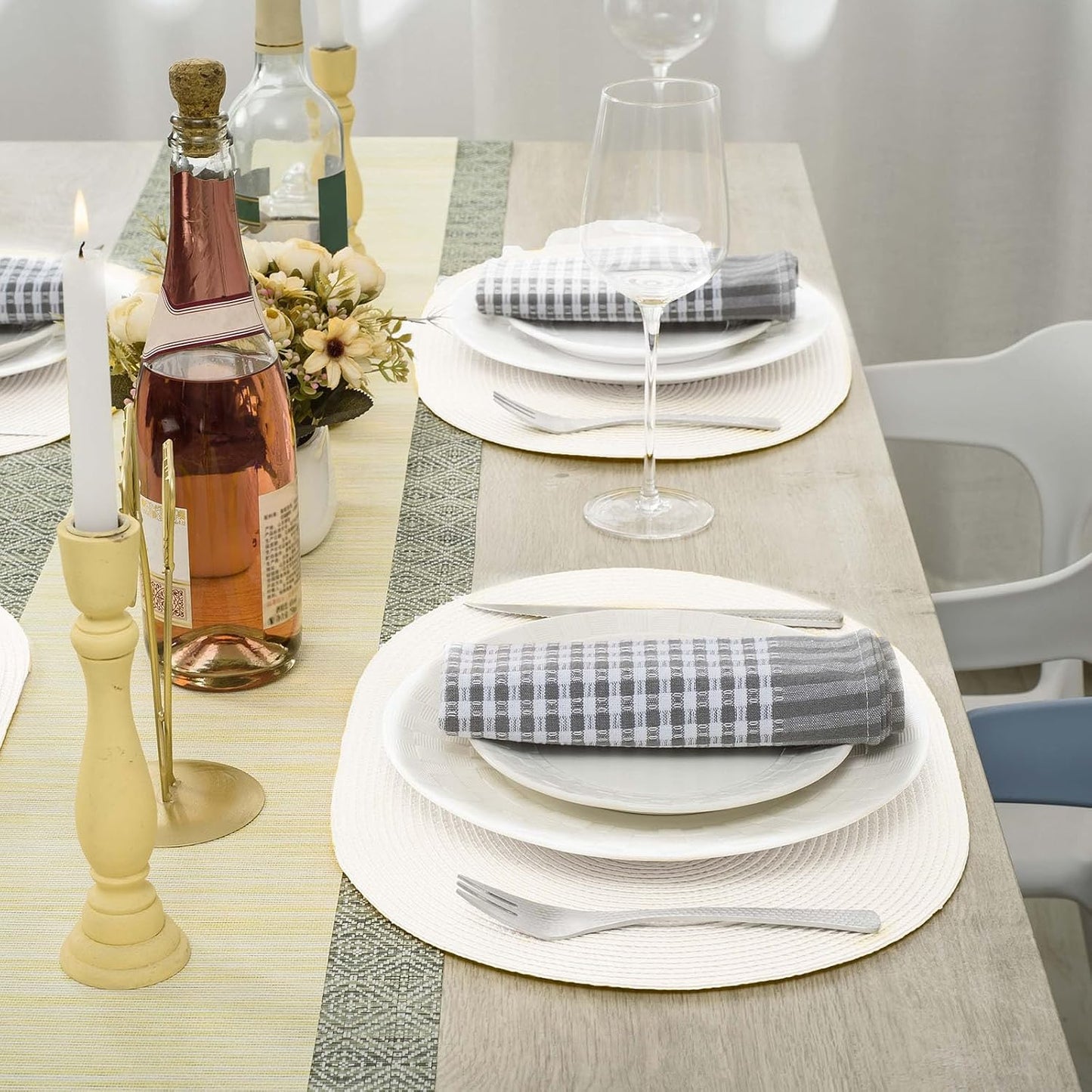AHHFSMEI Placemats Set of 8 for Dining Table Washable Woven Non-Slip 18x12 inches Placemat Heat-Resistant Durable Table