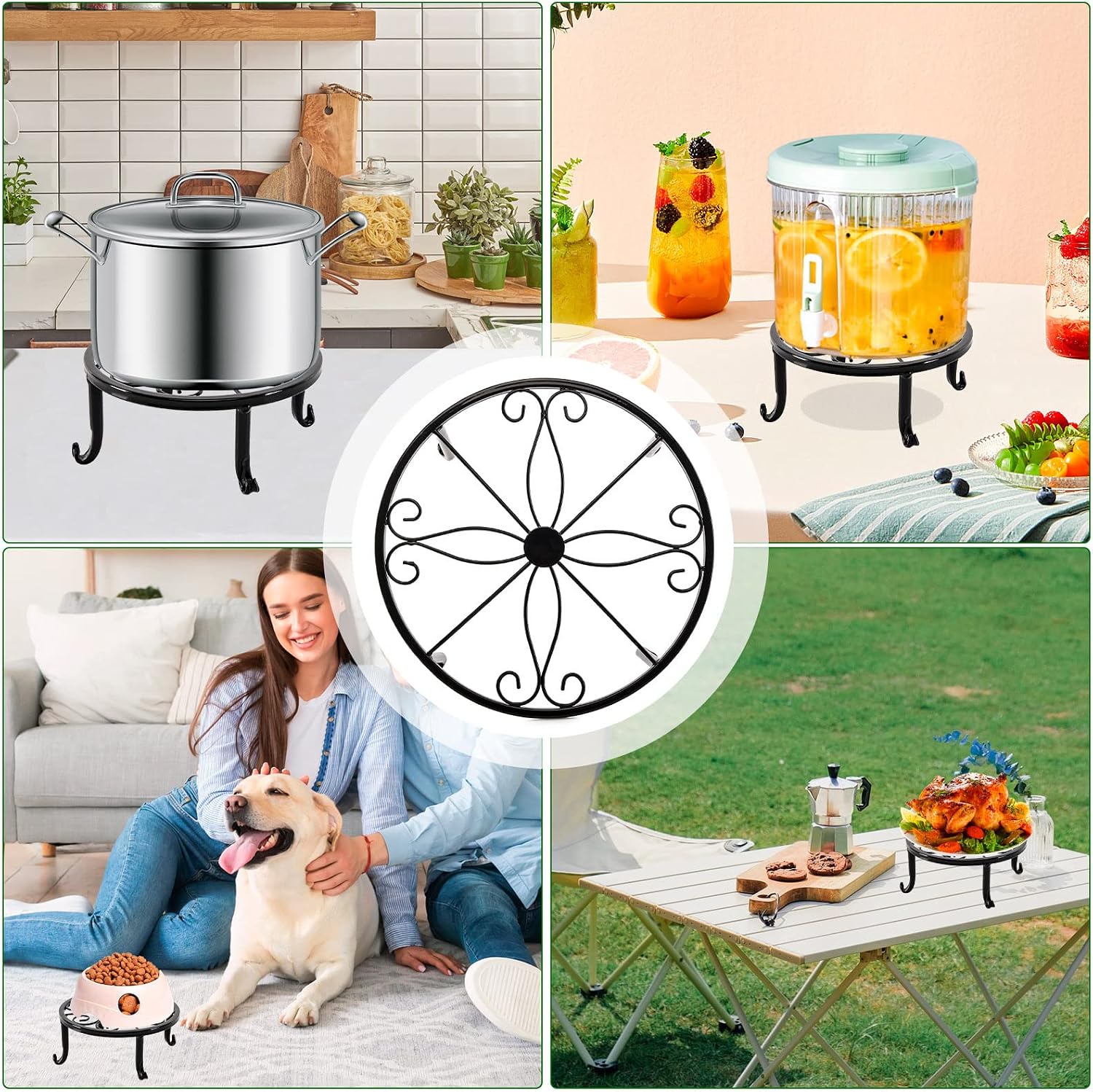NSYOOMH 5 packs Rustproof Metal Plant Stands for Multiple Plant, Heavy Duty Plants Holder Outdoor Indoor, Round Wrought