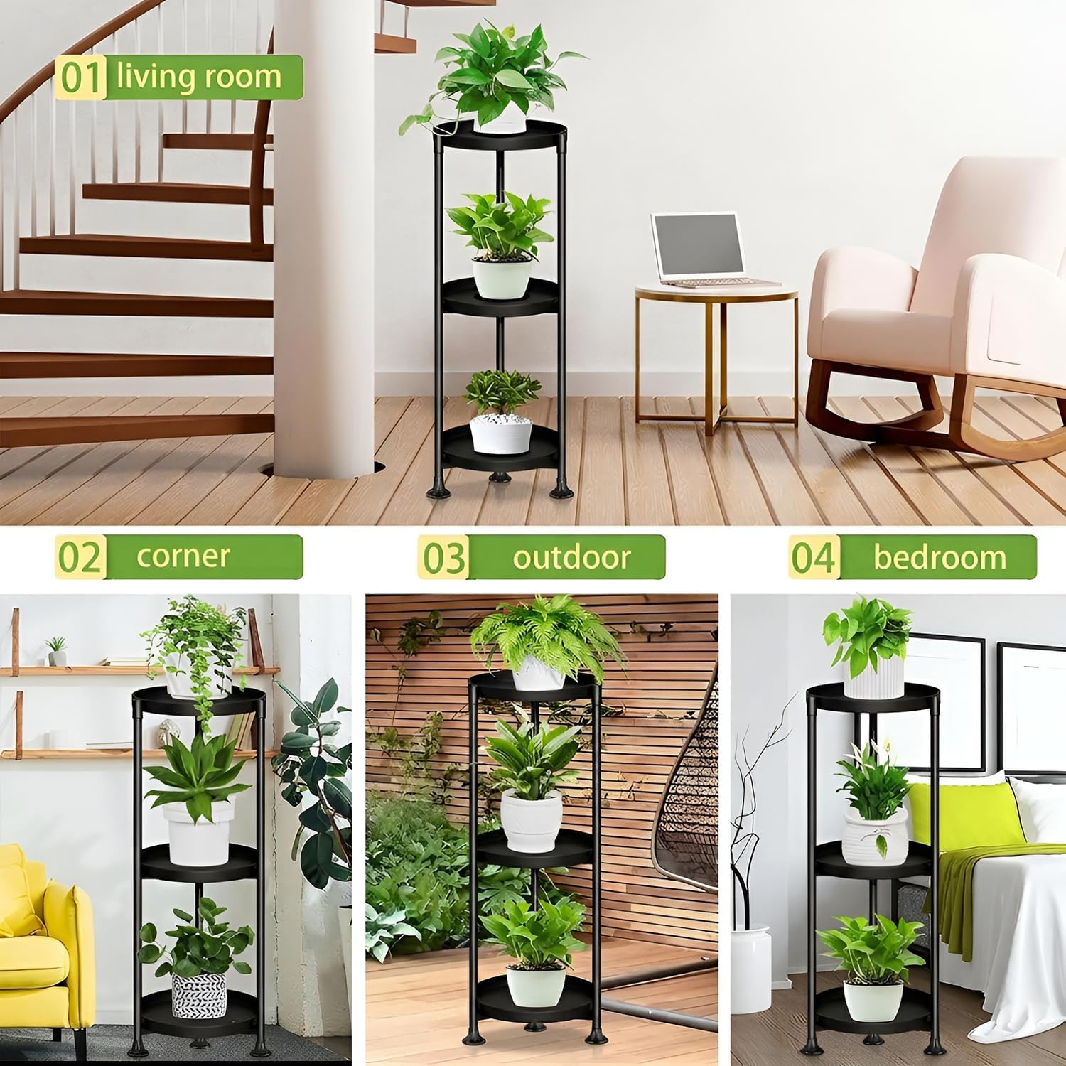 SYQ 3 Tier Plant Stand Indoor Outdoor - 34'' Extra-Tall Metal Plant Stands for Potted Plants Multiple Tiered Plant