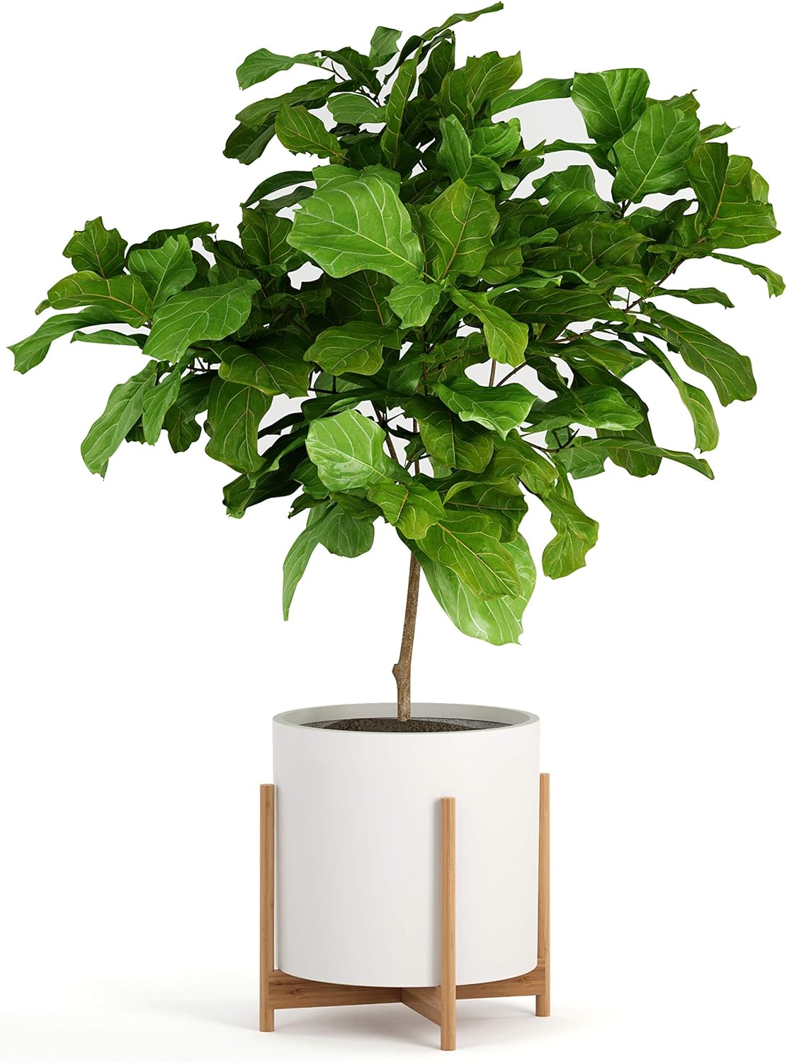 Fox & Fern Mid Century Plant Stands for Indoor Planters, Bamboo, 14.9 Inch | Plug In Design, Holds 200 lbs, Two High