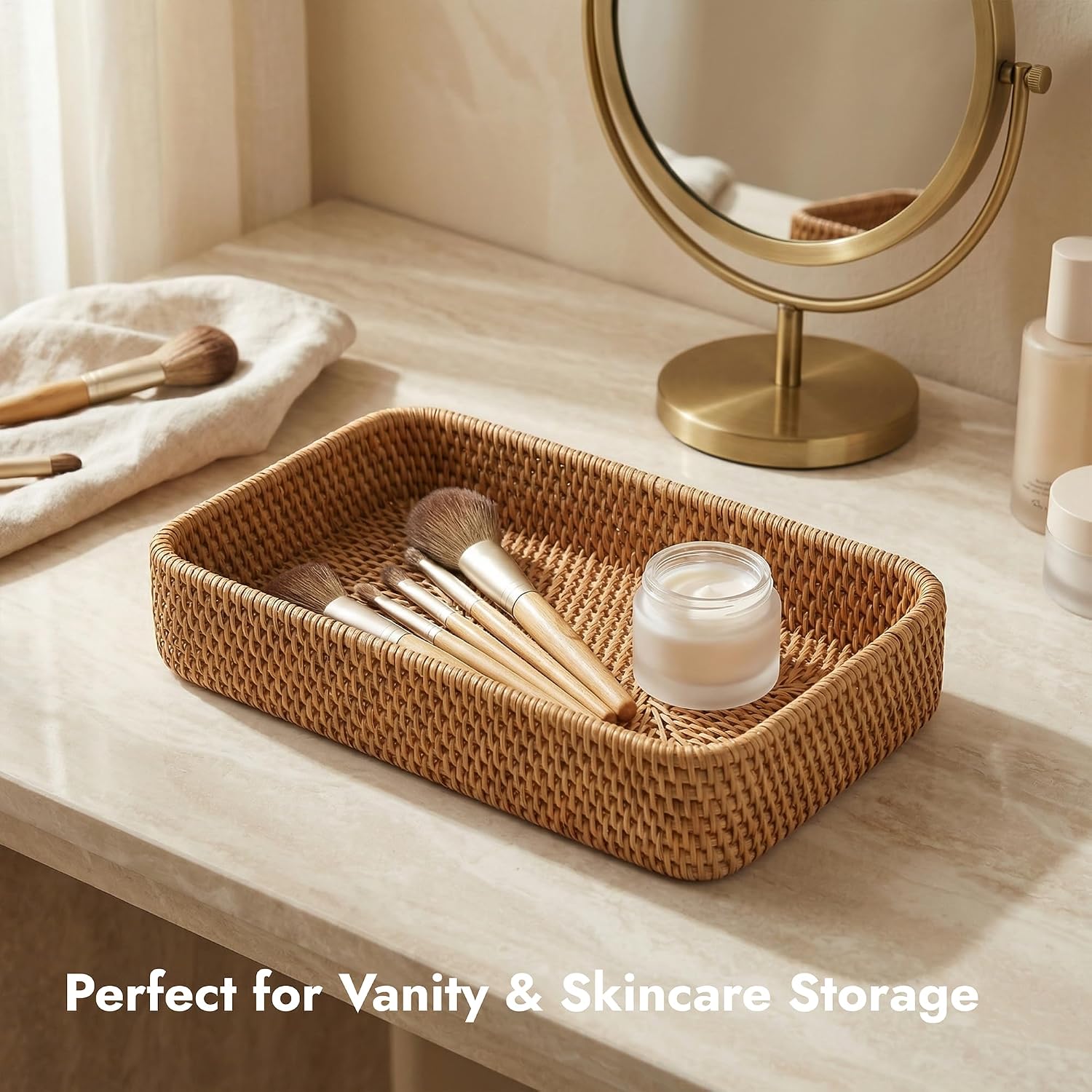 Rattan Tray / Wicker Decorative Tray / 9.8 x 5.3 x 1.5 / Natural S
