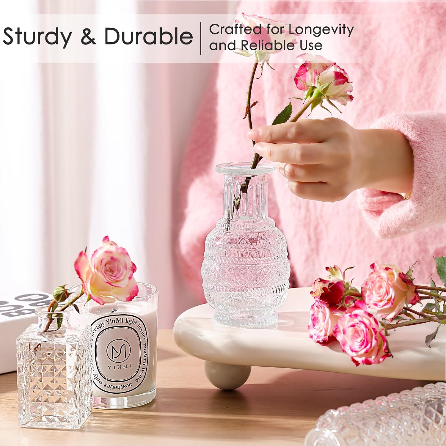 Glass Bud Vase Set / Clear / Set of 40