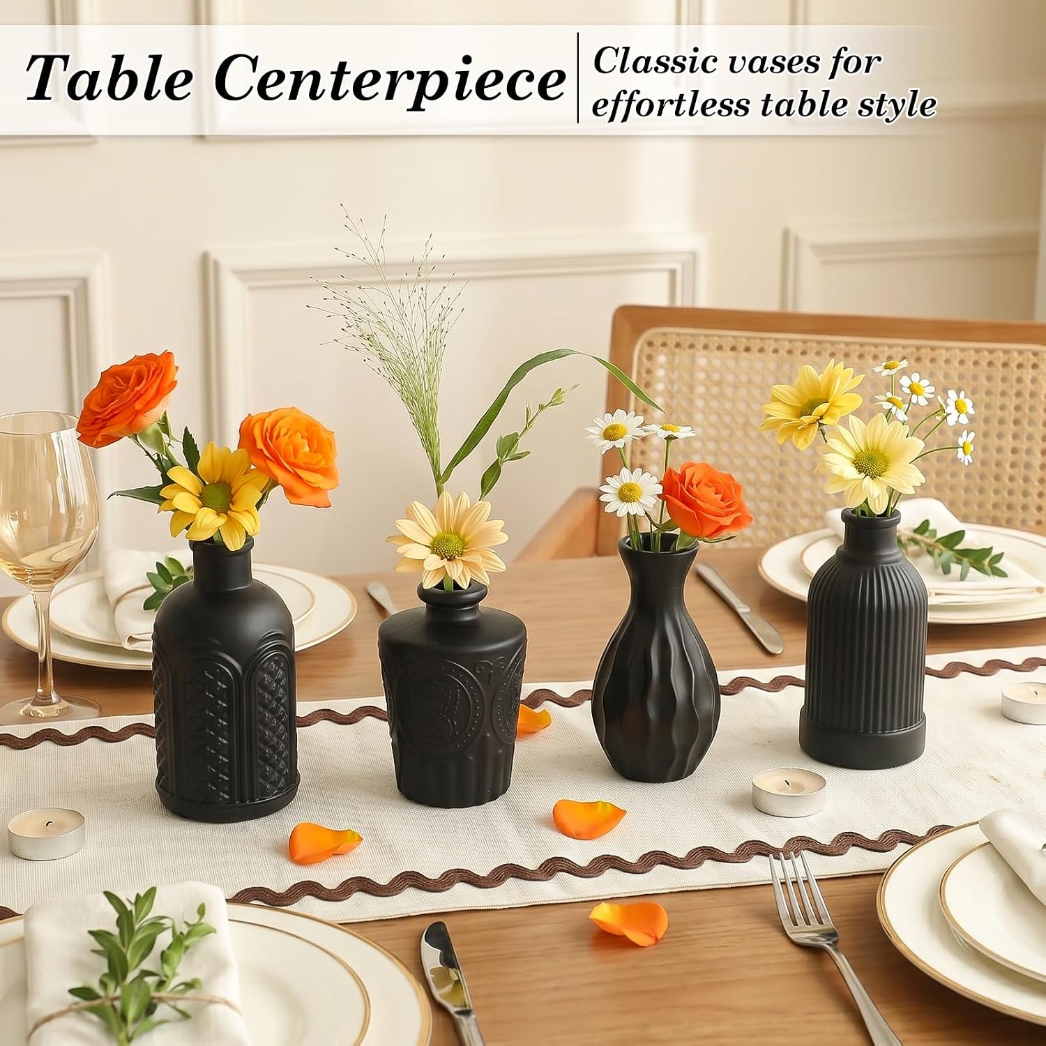 Glass Bud Vases Set / Black / Set of 24