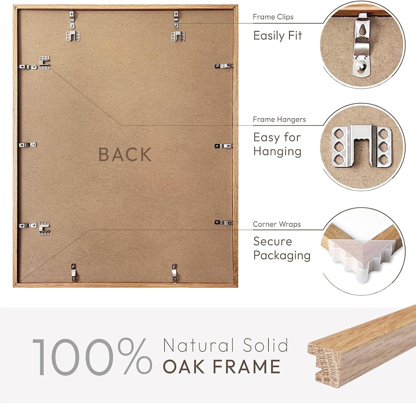 18x24 Poster Frame, 18x24 Solid Oak Picture Frames Matted to 16x20 | 24x18 Natural Oak Frame, Horizontal or Vertical