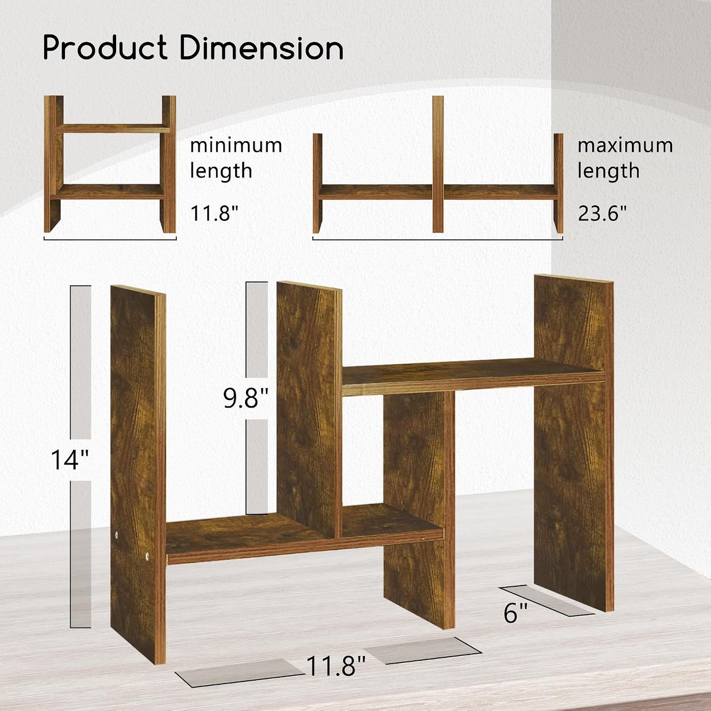 Jerry & Maggie Desktop Organizer Office Storage Rack Adjustable Wood Display Shelf Free Style Double H