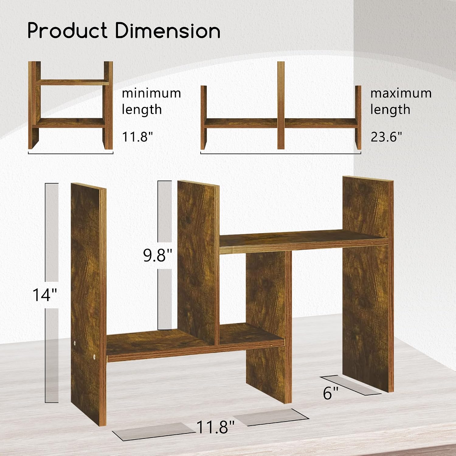 Jerry & Maggie Desktop Organizer Office Storage Rack Adjustable Wood Display Shelf Free Style Double H